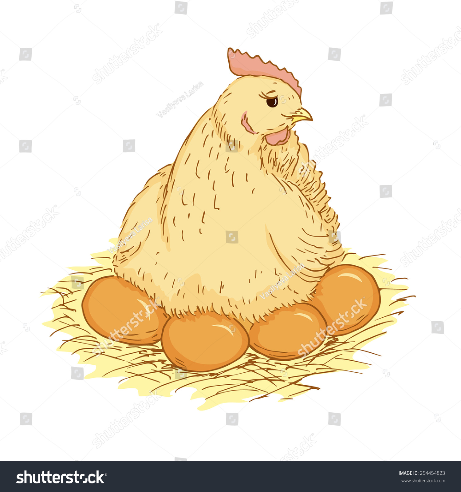 hen sitting on nest clipart