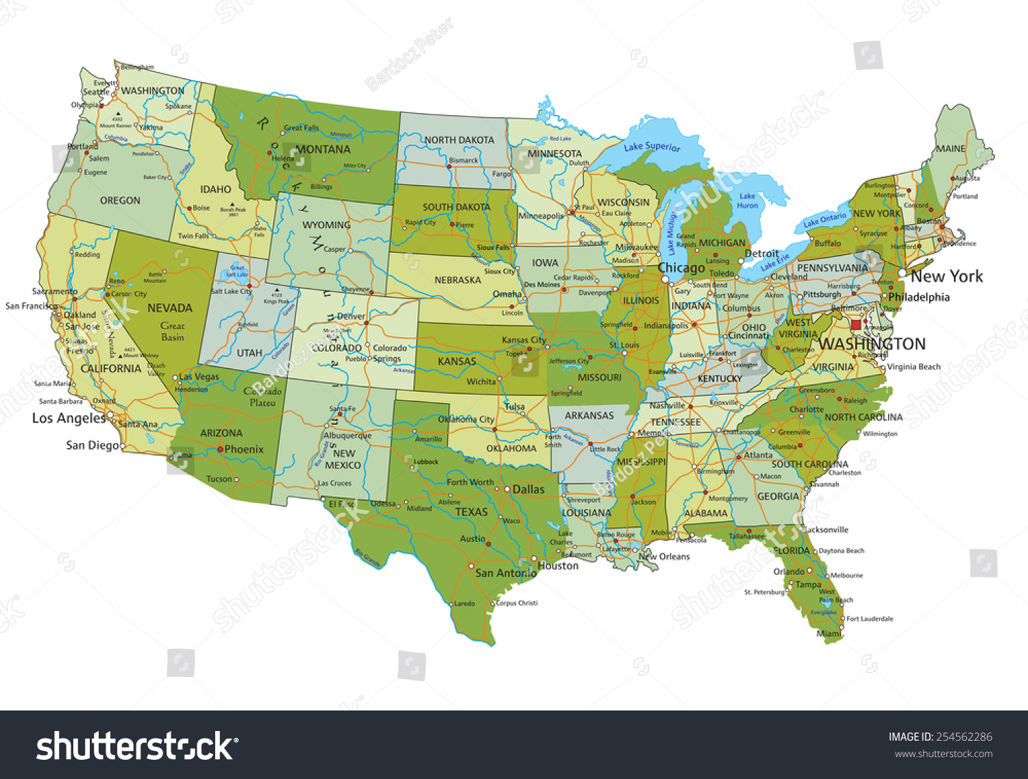 Une Carte Politique Modifiable Tr S D Taill E Image Vectorielle De Stock Vector Highly Detailed Editable Political Map With Separated Layers United States Of America 254562286