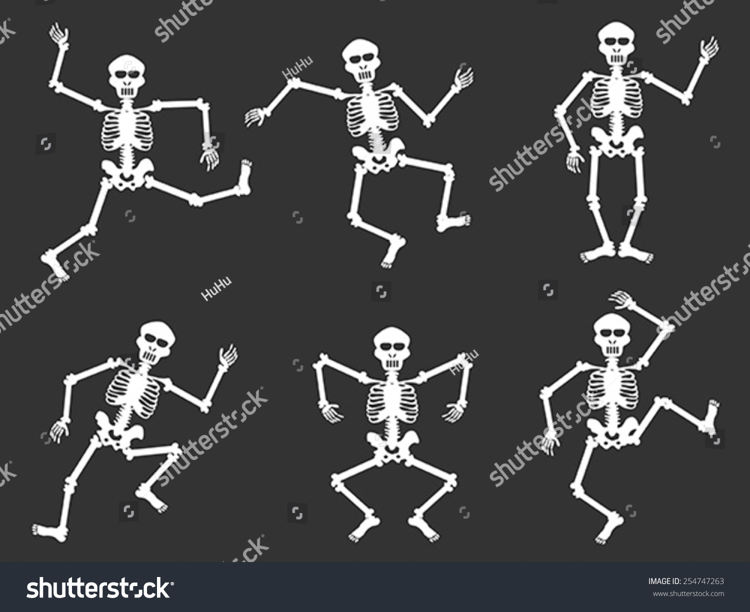 White Skull Dancer Silhouettes Stock Vector (Royalty Free) 254747263 ...