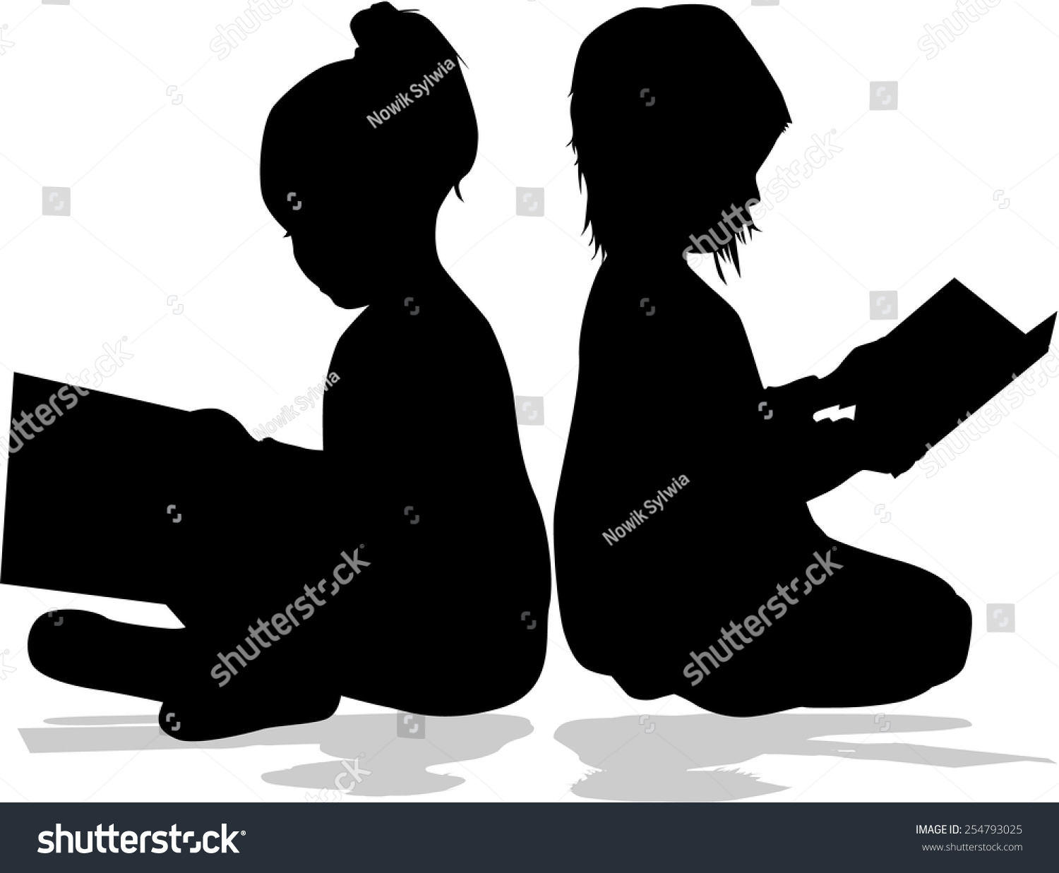 Silhouette Girl Reading Book Stock Vector Royalty Free 254793025