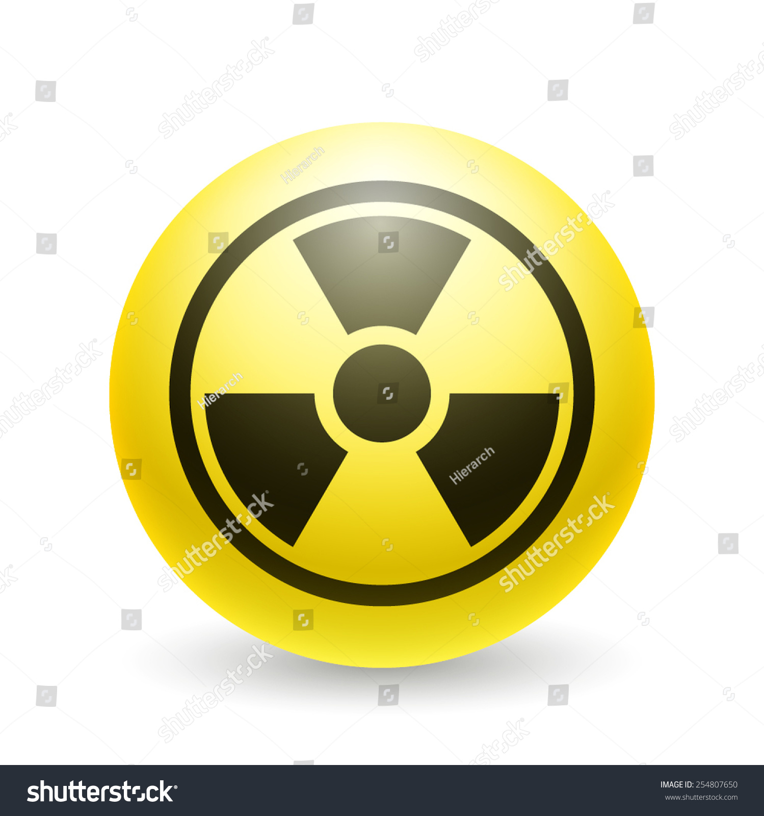 Yellow Ball Black Radiation Sign Isolated Stock Vector (Royalty Free ...