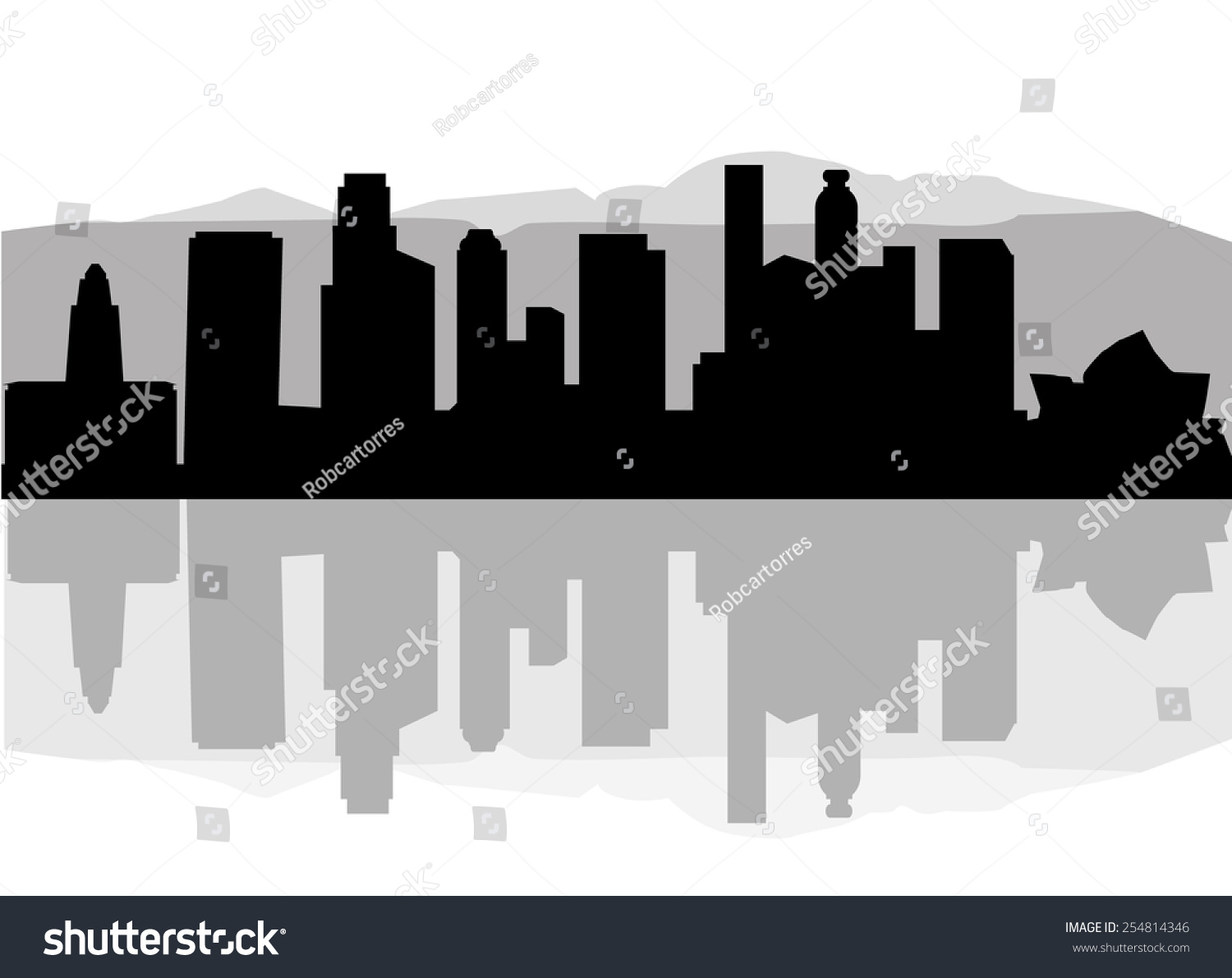 Los Angeles City Silhouette Stock Vector (royalty Free) 254814346 