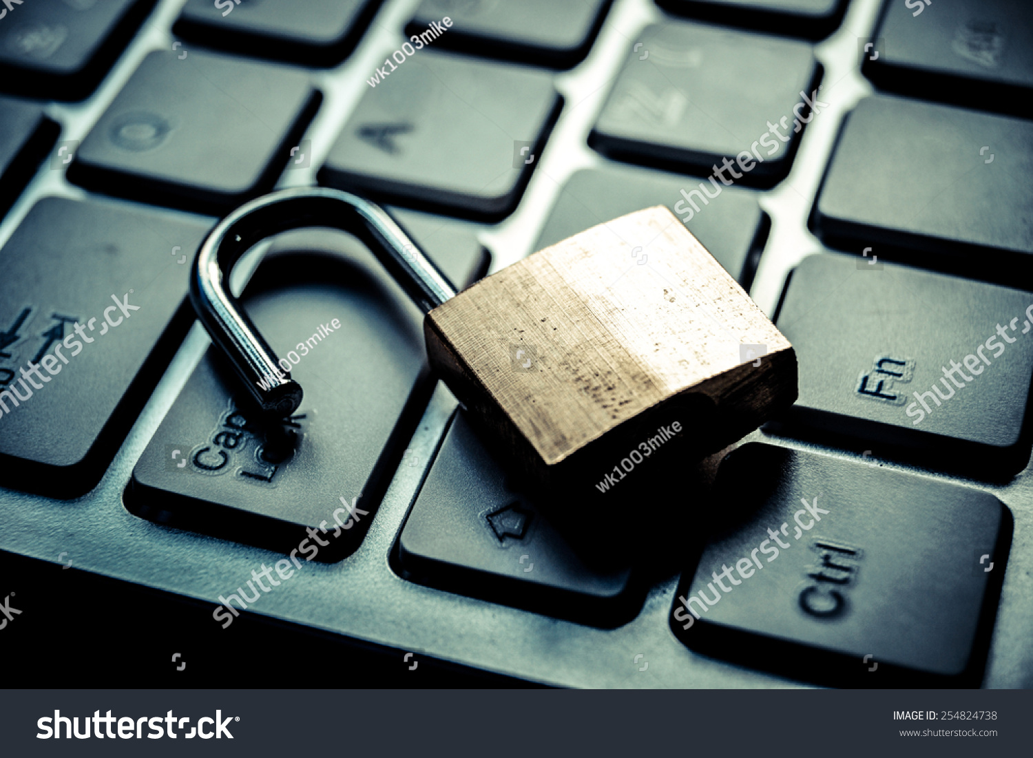 Open Security Lock On Computer Keyboard Stock Photo 254824738