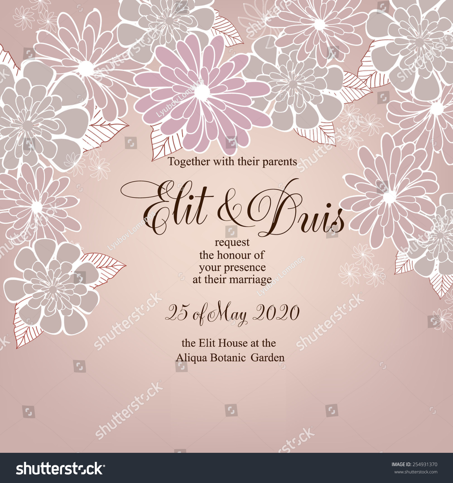 Wedding Invitation Card Stock Vector Royalty Free 254931370 Shutterstock 0681