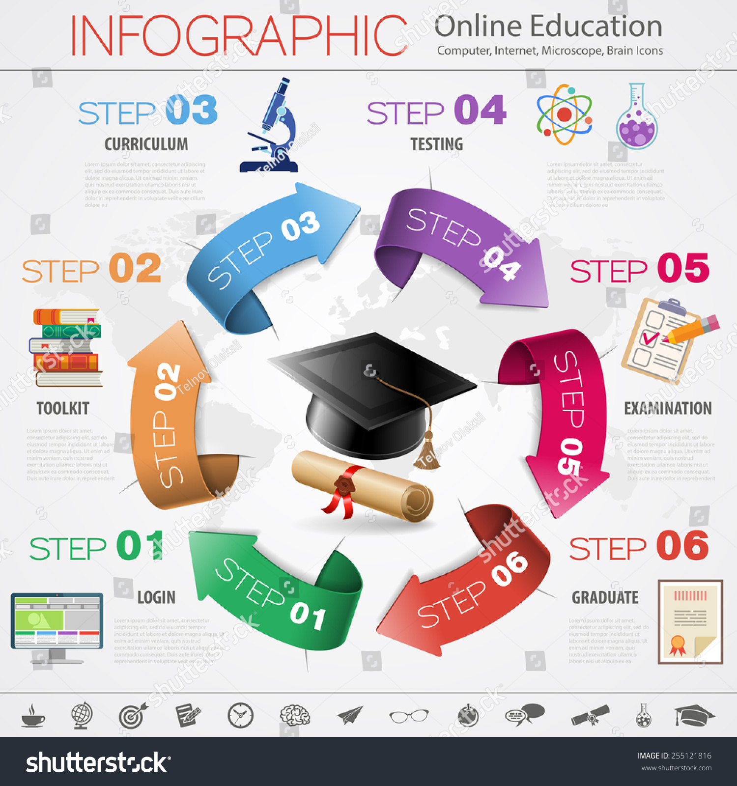 Infographics Online Education Elearning Flat Realistic Stock Vector 