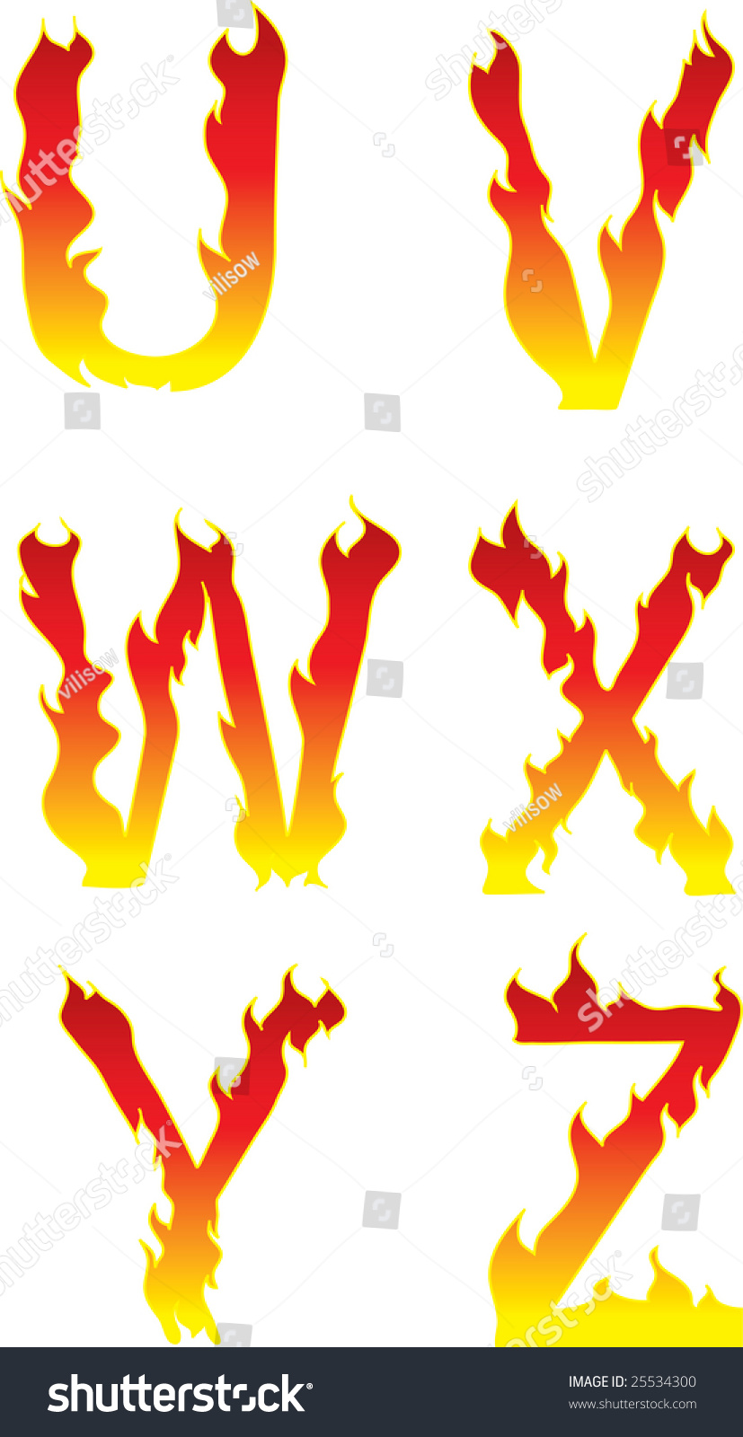 Fire Alphabet Uvwxyz Stock Vector (Royalty Free) 25534300 | Shutterstock