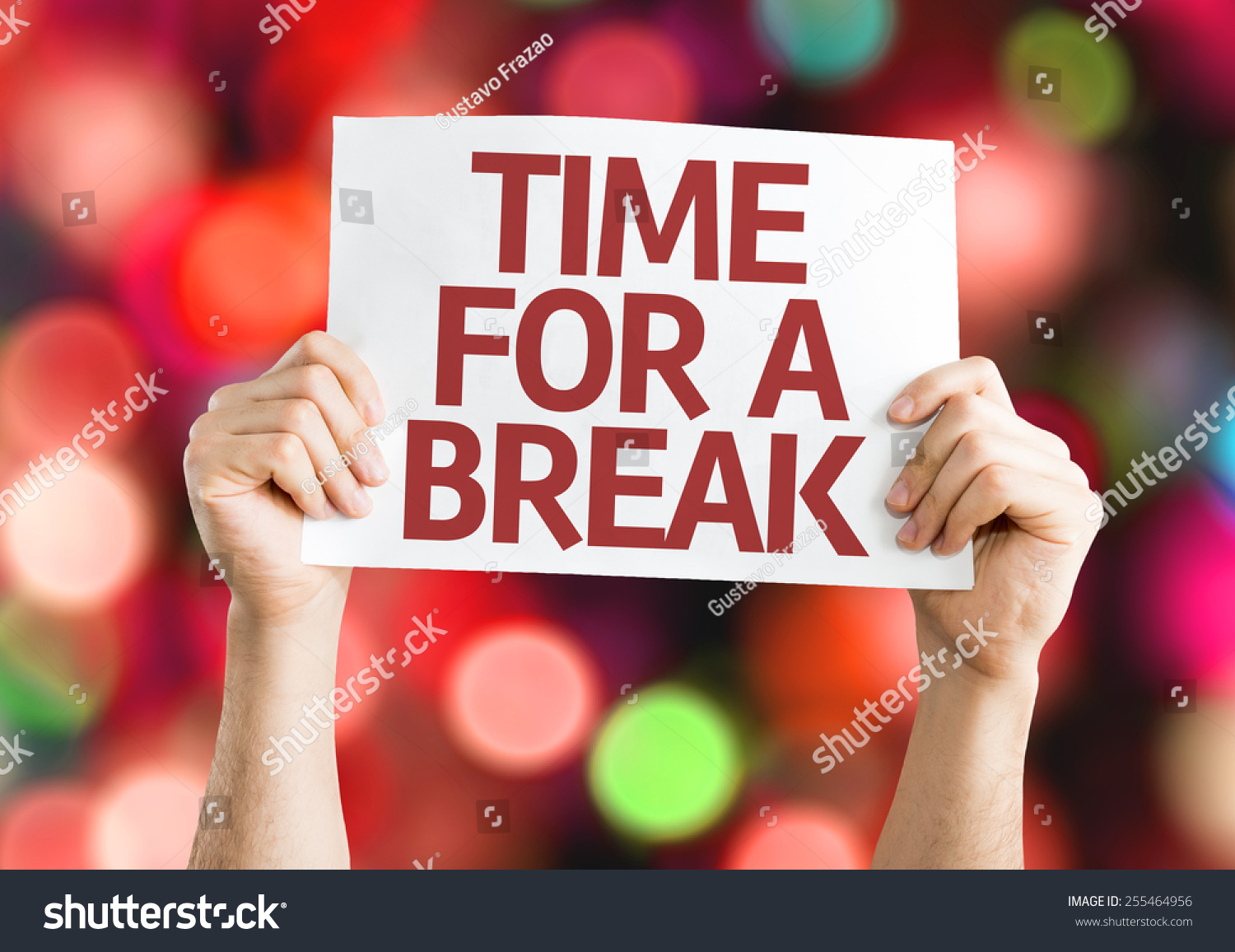 time-break-card-colorful-background-defocused-stock-photo-255464956