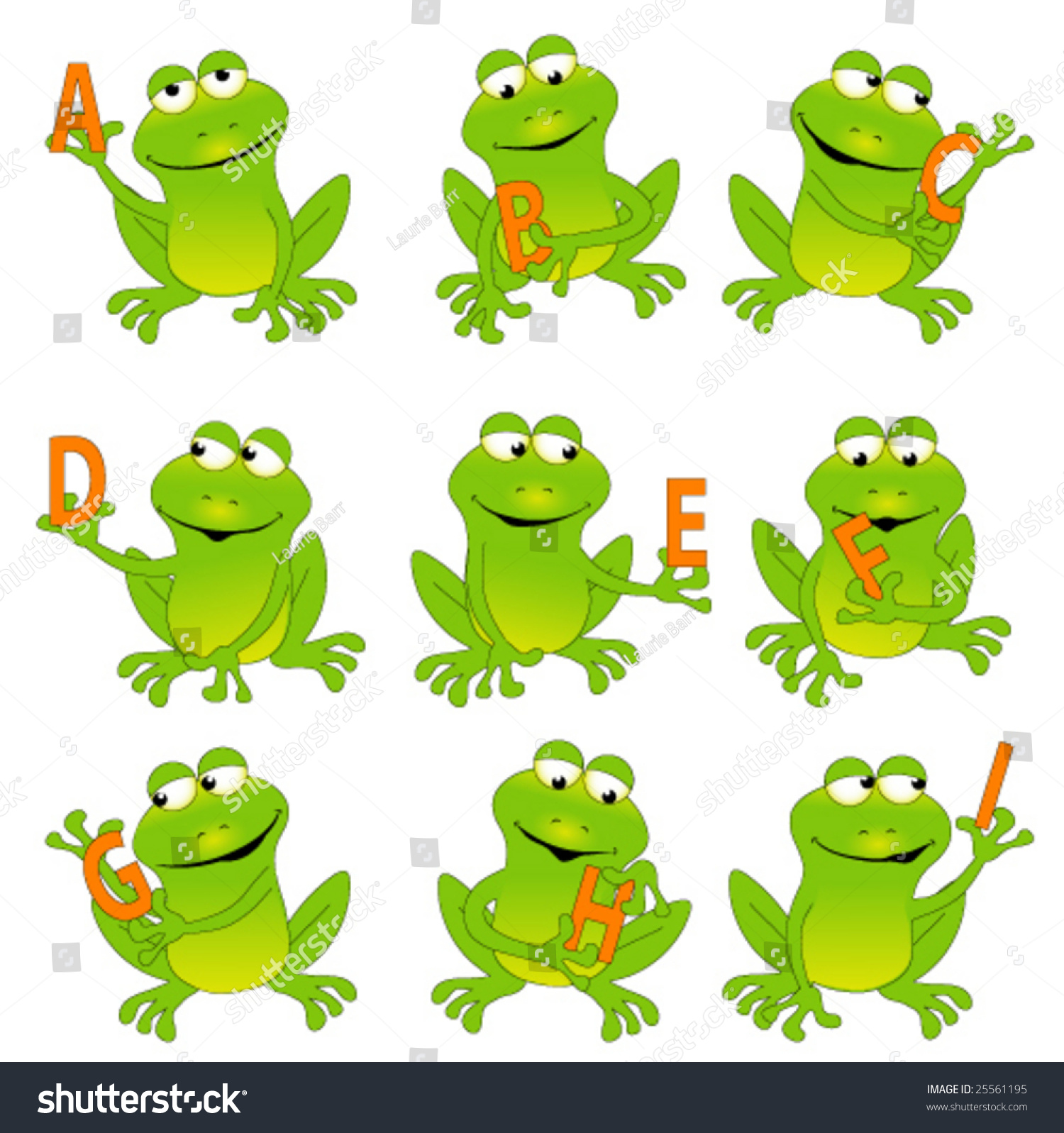 Happy Green Frogs Holding Letters Whole Stock Vector Royalty Free Shutterstock