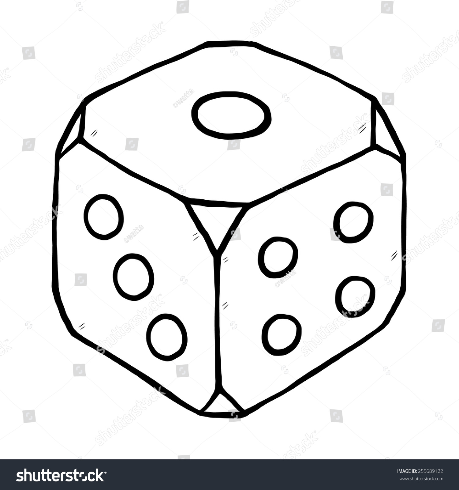 Dice Cartoon Vector Illustration Black White Stock Vector (Royalty Free ...