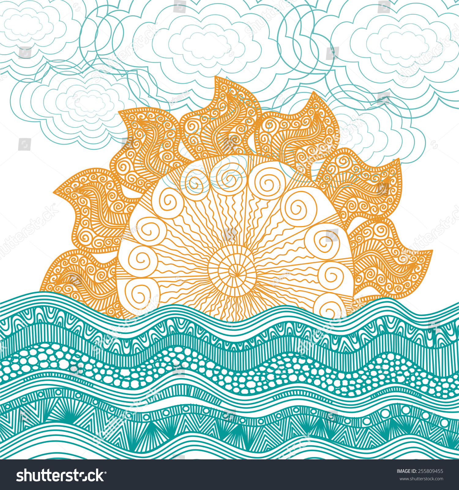 Sea Sun Nature Pattern Background Vector Stock Vector (Royalty Free ...