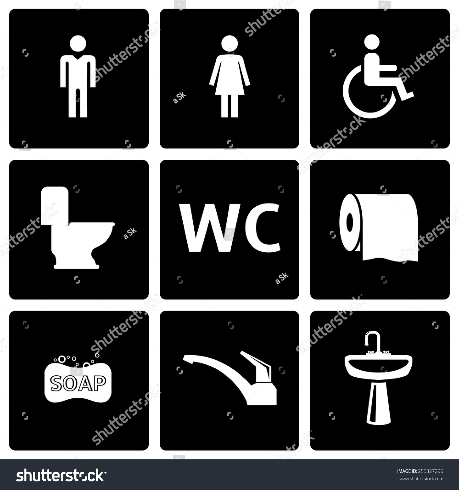 Vector Black Toilet Icon Set On Stock Vector (Royalty Free) 255827296 ...