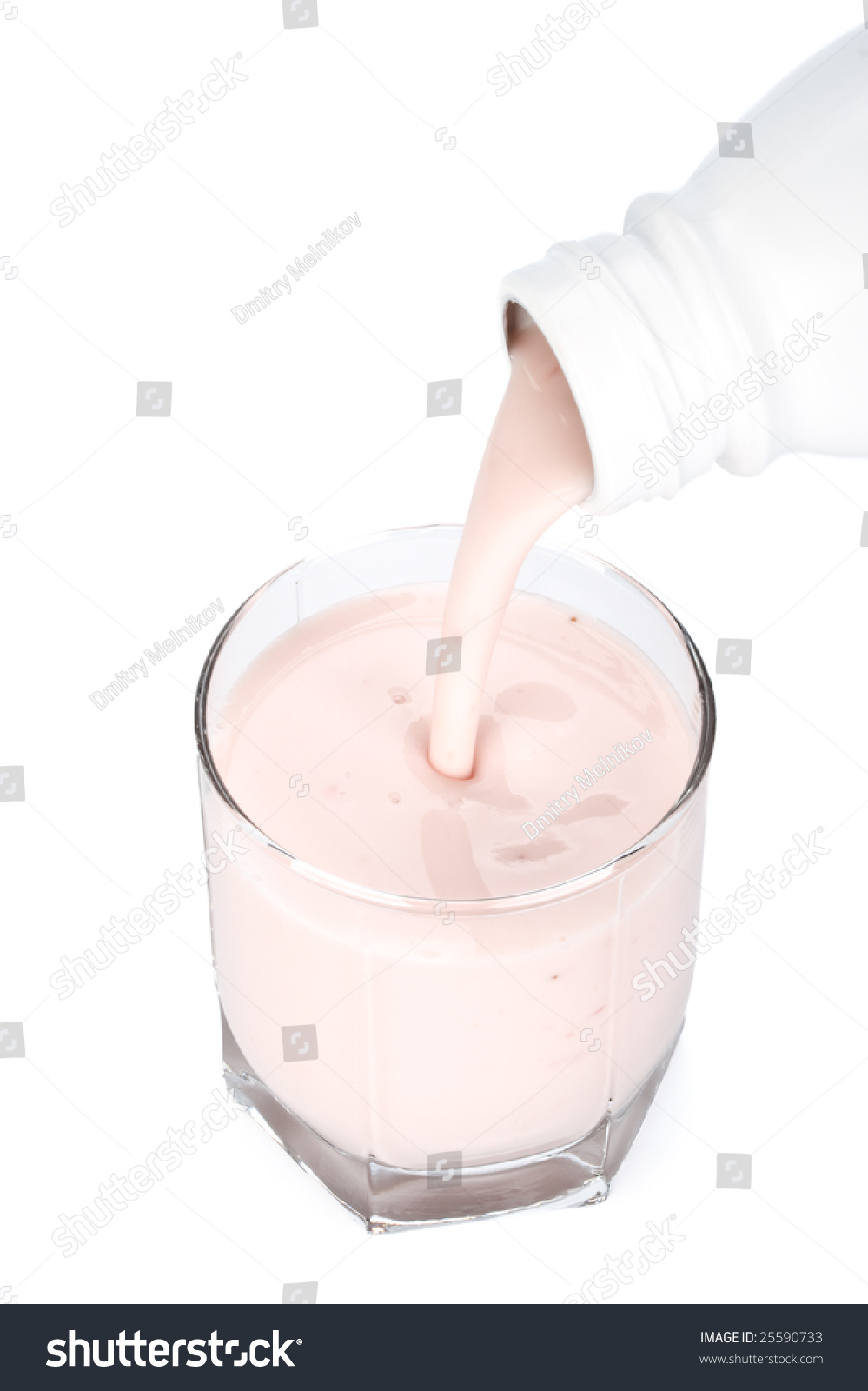 Yoghurt Pouring Glass On White Background Stock Photo 25590733 ...