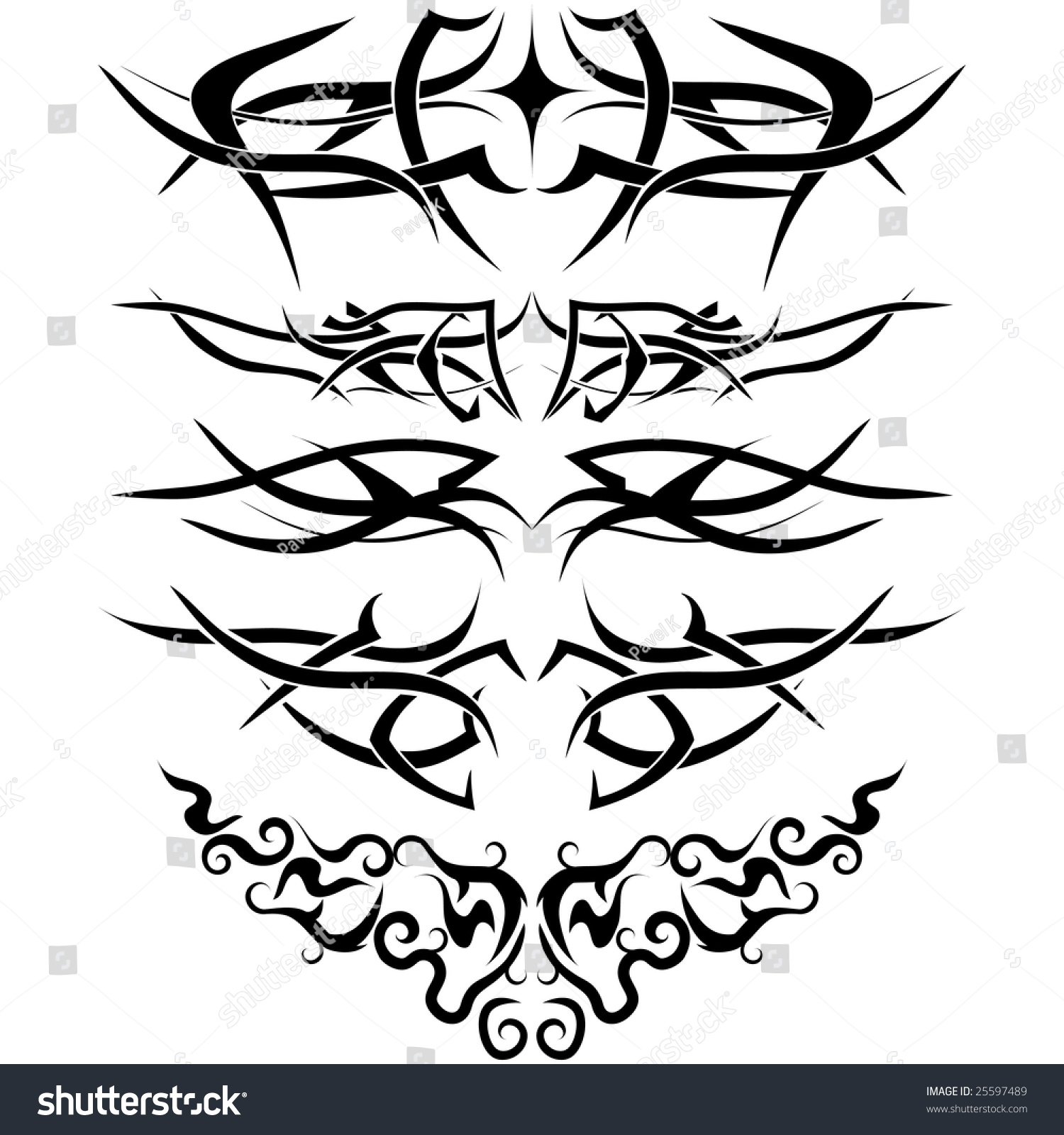 Patterns Tribal Tattoo Design Use Stock Vector (Royalty Free) 25597489 ...