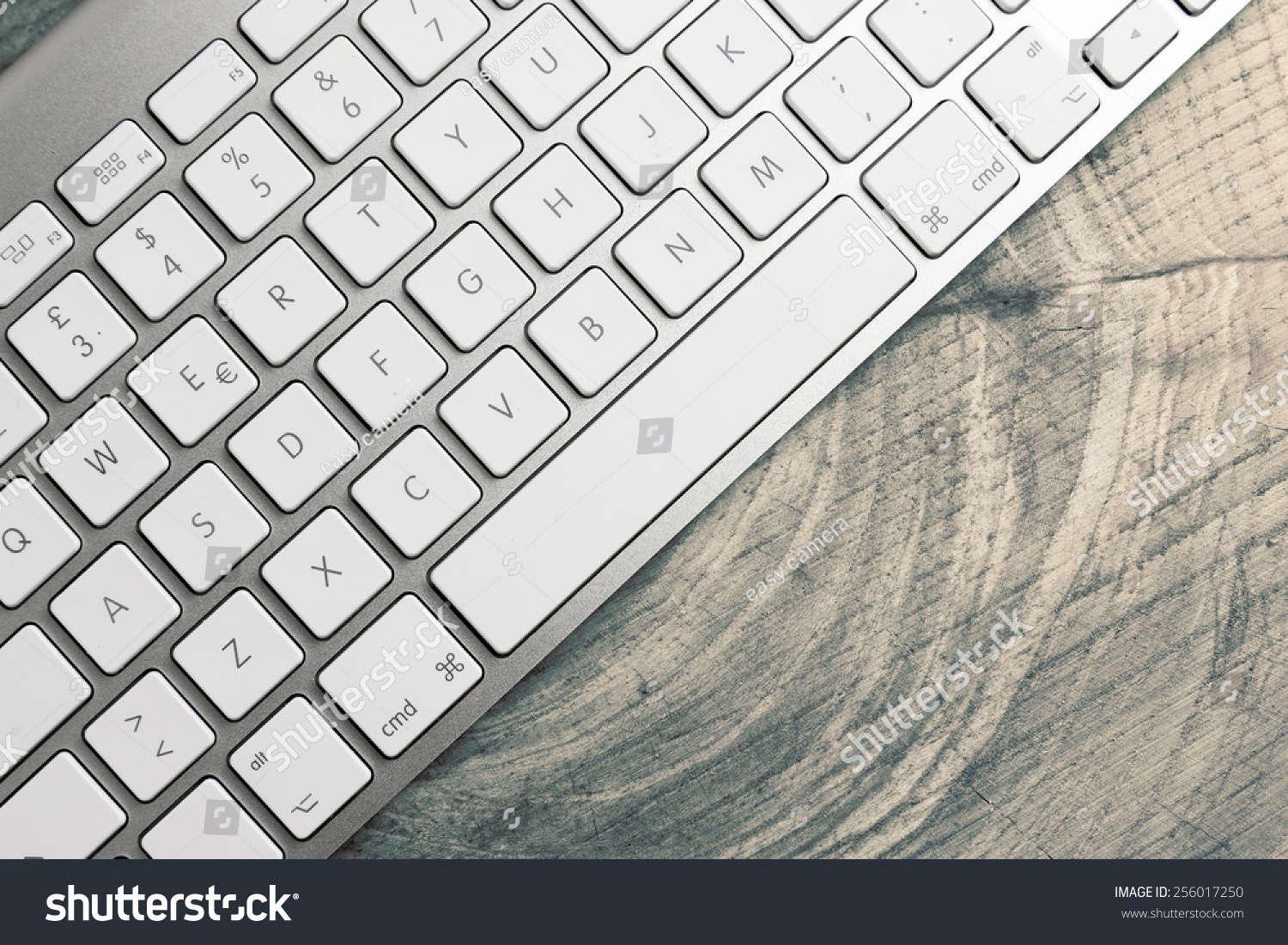 Minimalistic Keyboard On Modern Grey Wooden Stock Photo 256017250 ...