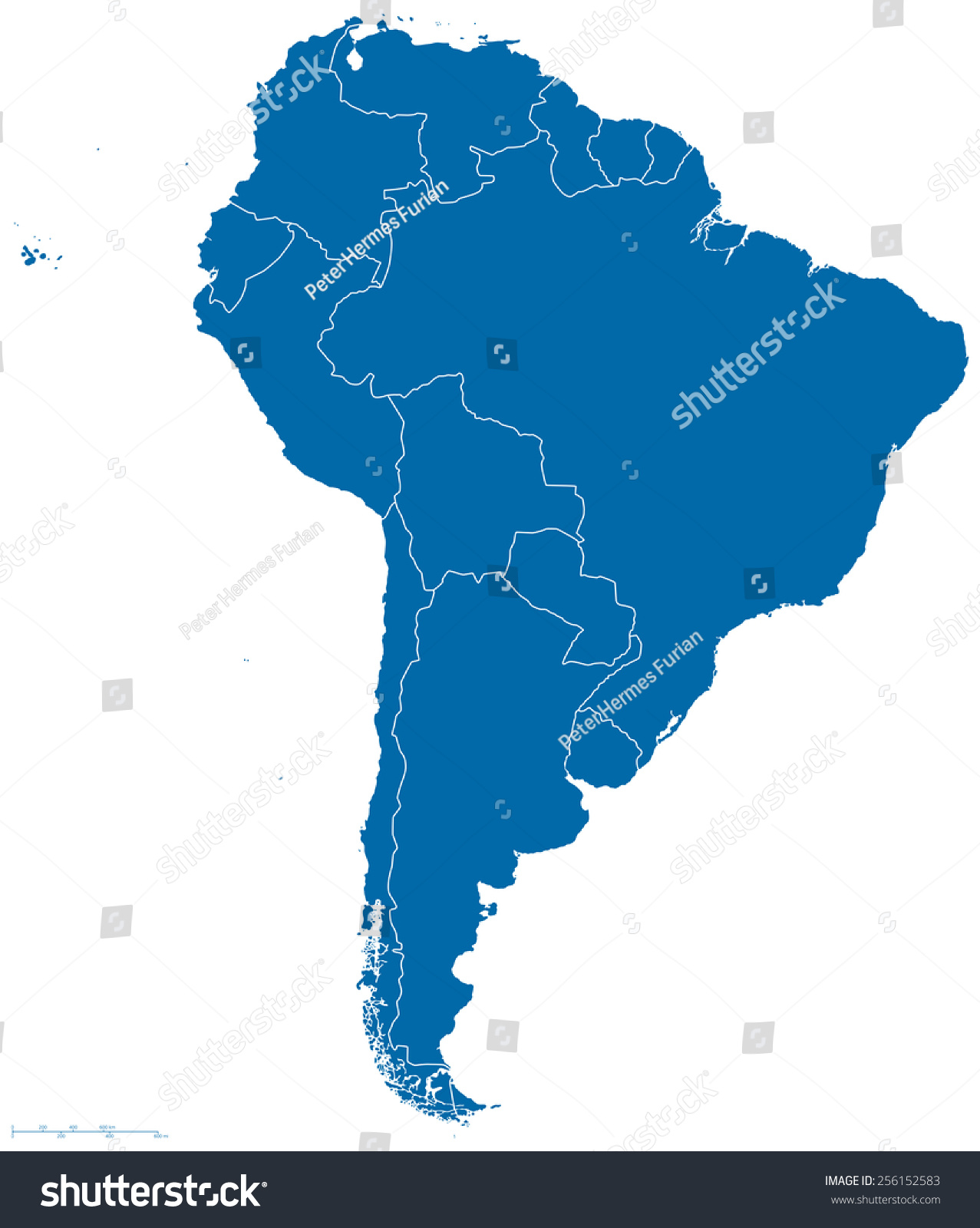 Political Map South America All Countries 256152583 Stock Vector Political Map Of South America With All Countries And National Borders Blue Outline Illustration 256152583