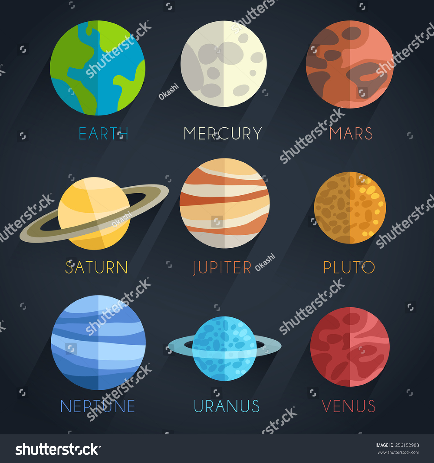 Astronomical Flat Icon Set Vector Illustration Stock Vector (Royalty ...