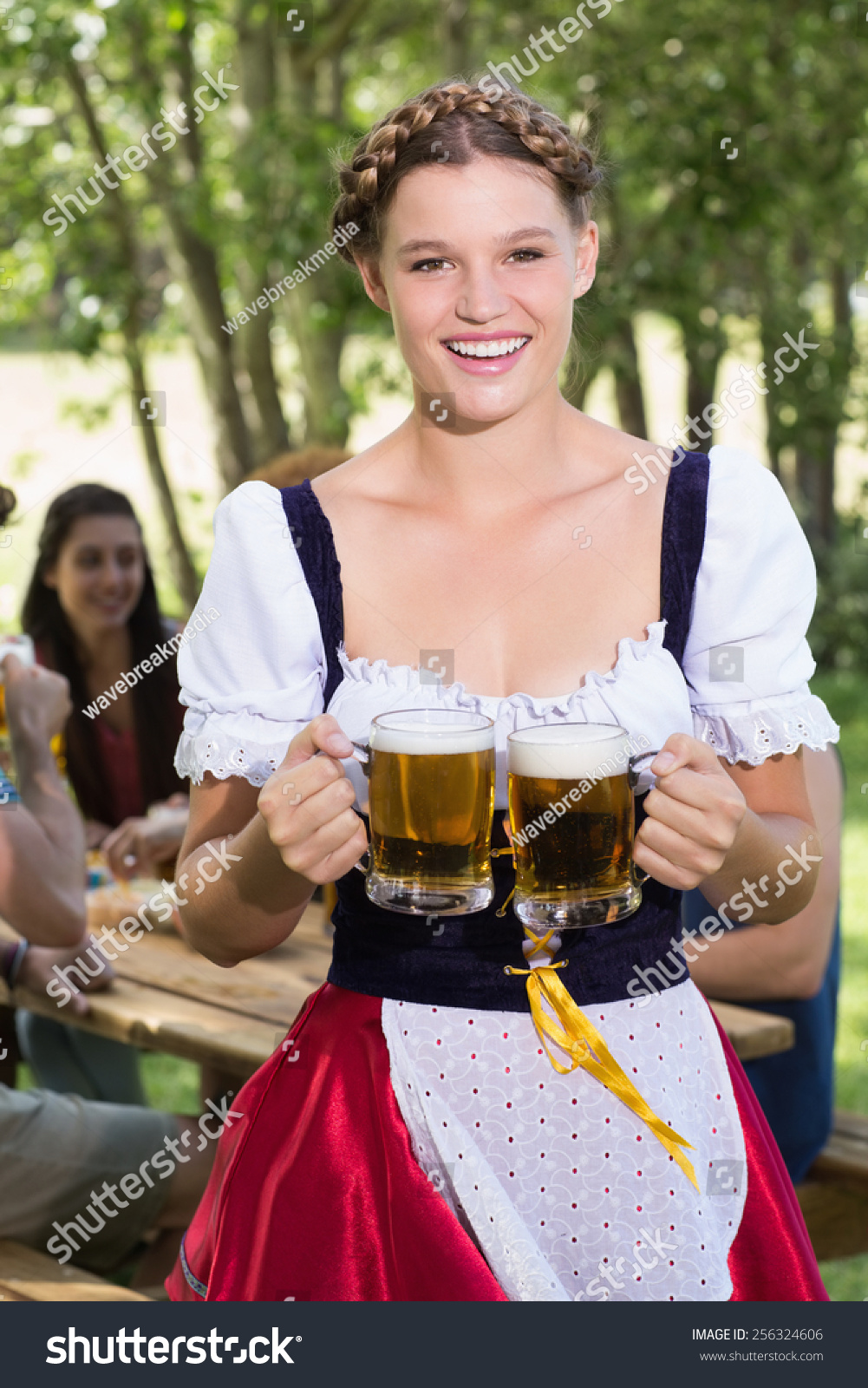 Pretty Oktoberfest Girl Smiling Camera On Foto Stok 256324606 Shutterstock