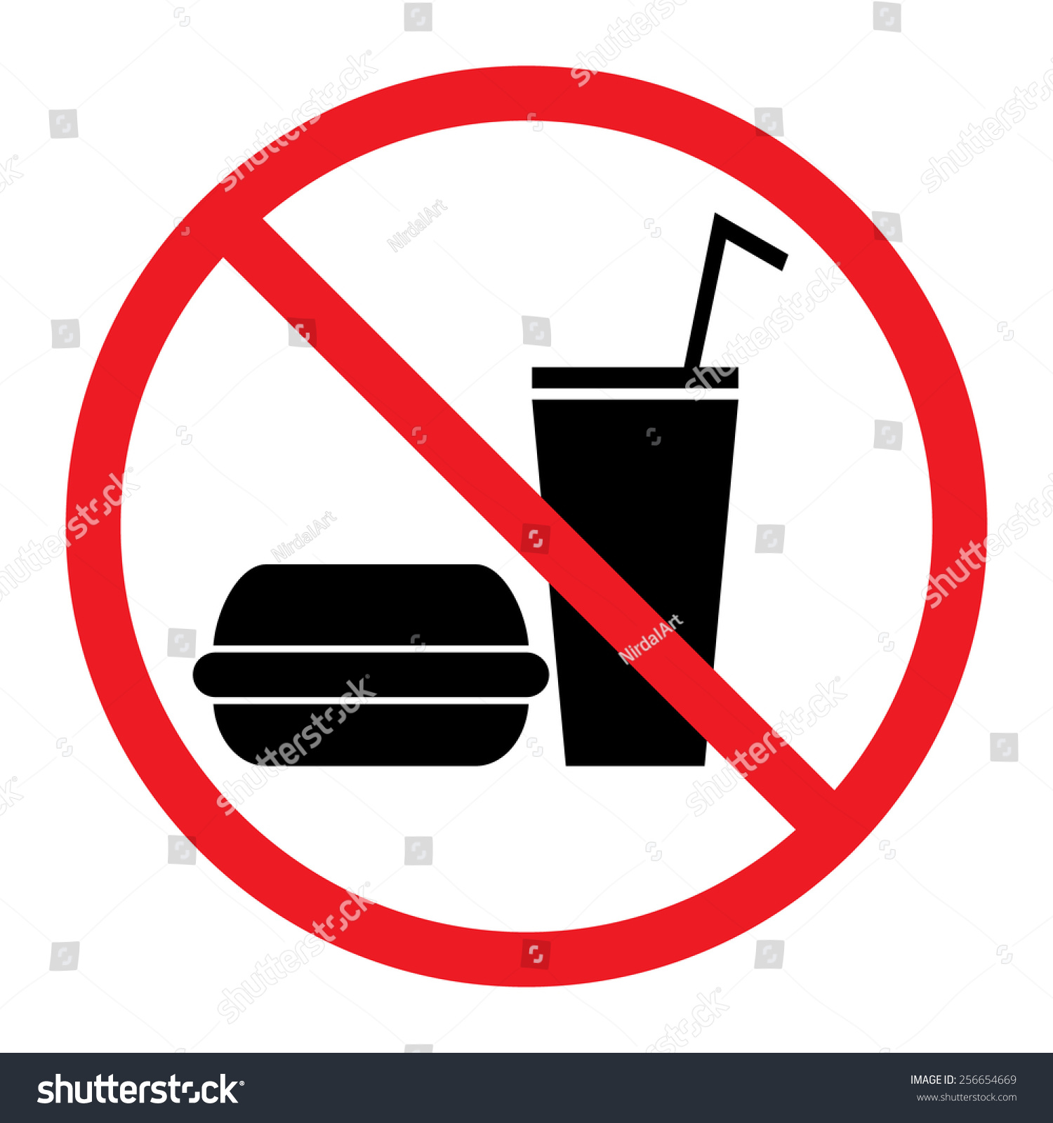 Food Drink Prohibition Sign Stock Vector (Royalty Free) 256654669 ...