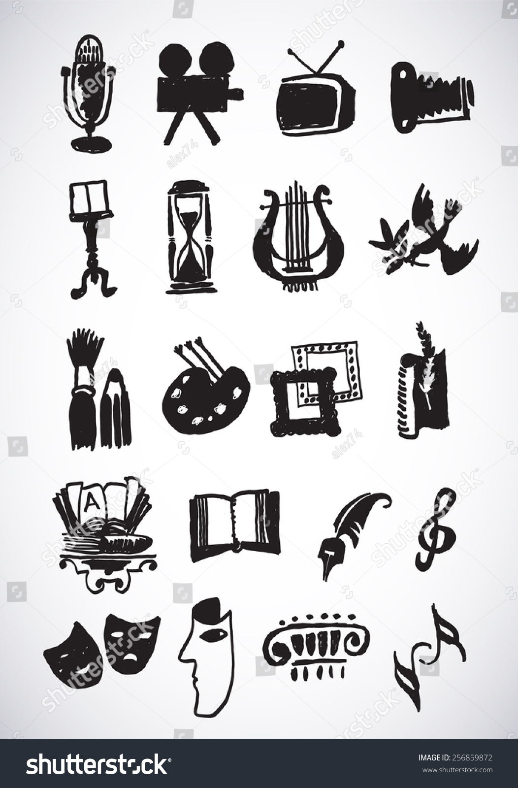 Art Culture Vector Set Logos Hand Stock Vector (Royalty Free) 256859872 ...