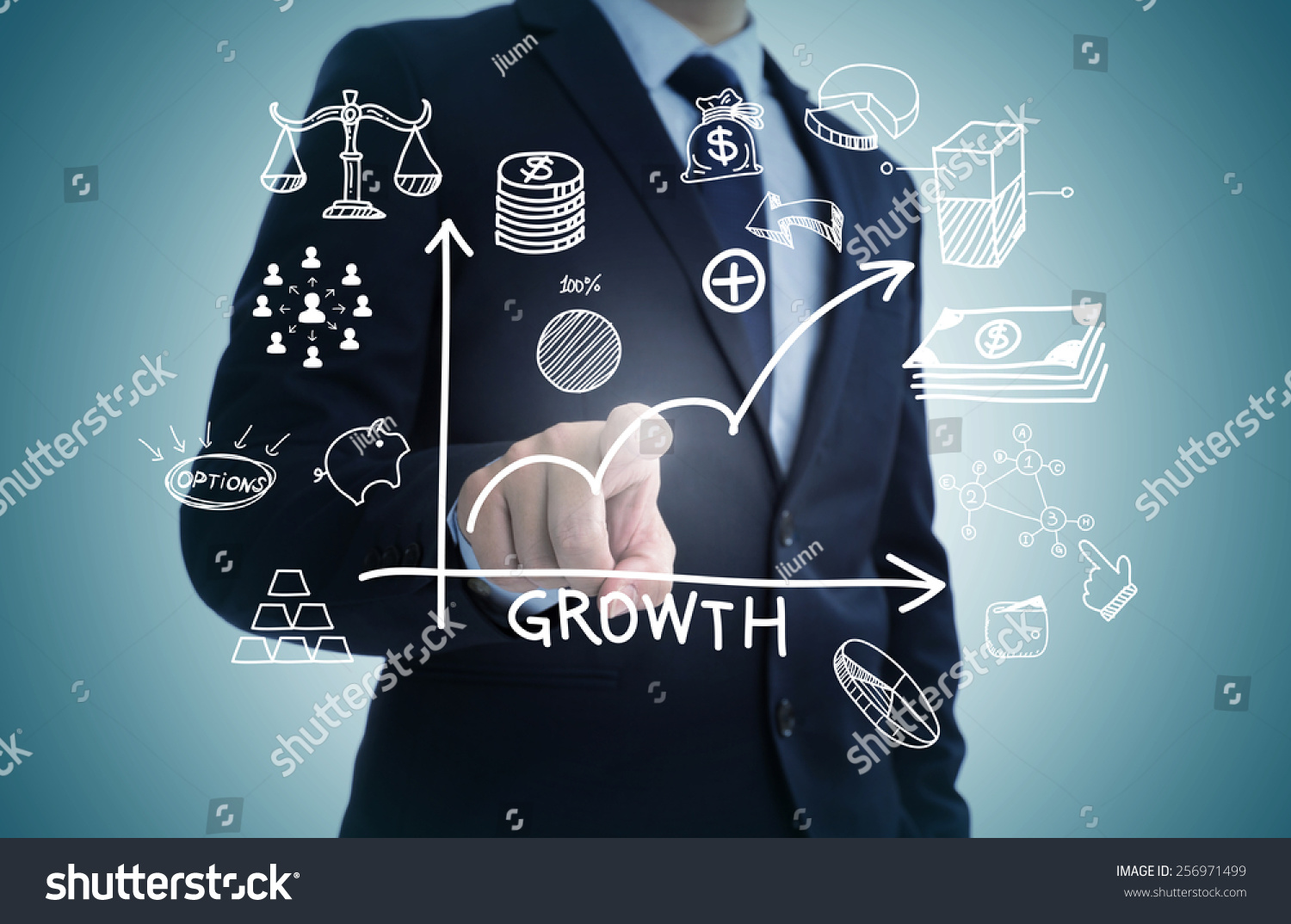 Hand Draw Business Sketches Doodle Infographic Stock Photo 256971499 