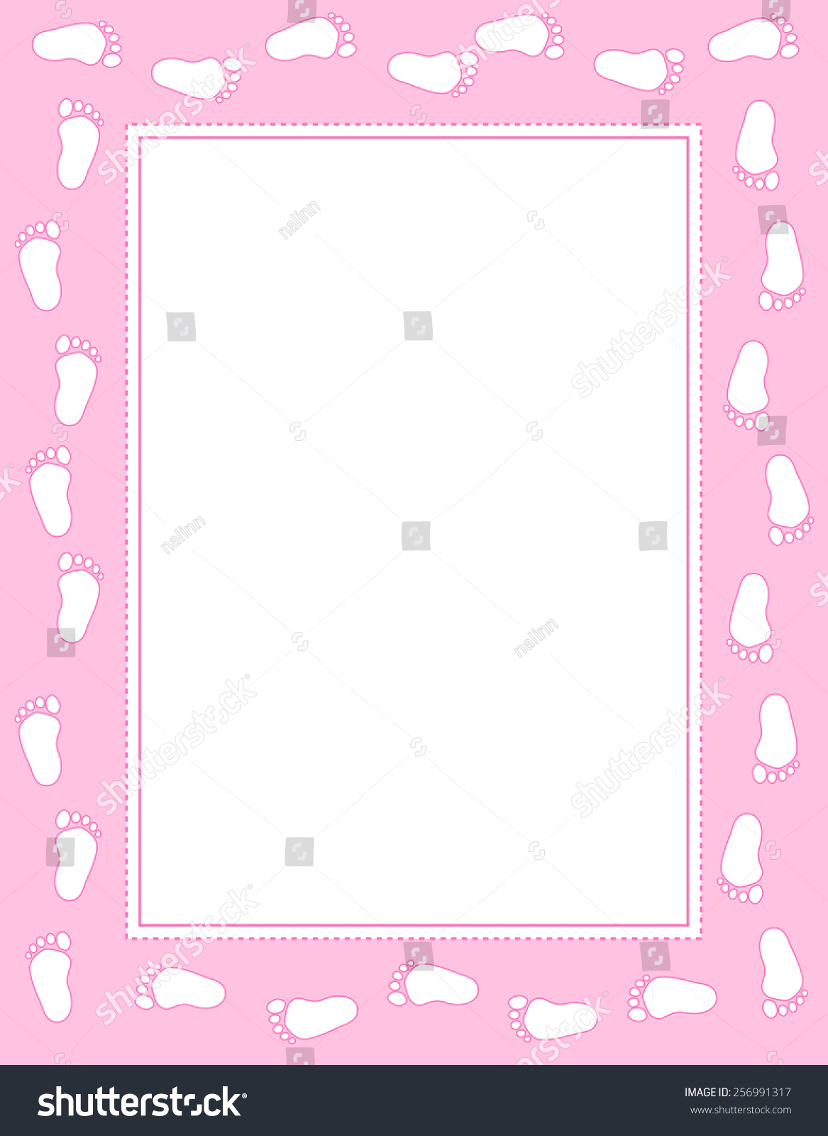 Baby Girl Footprints Border Frame Empty Stock Vector (Royalty Free ...