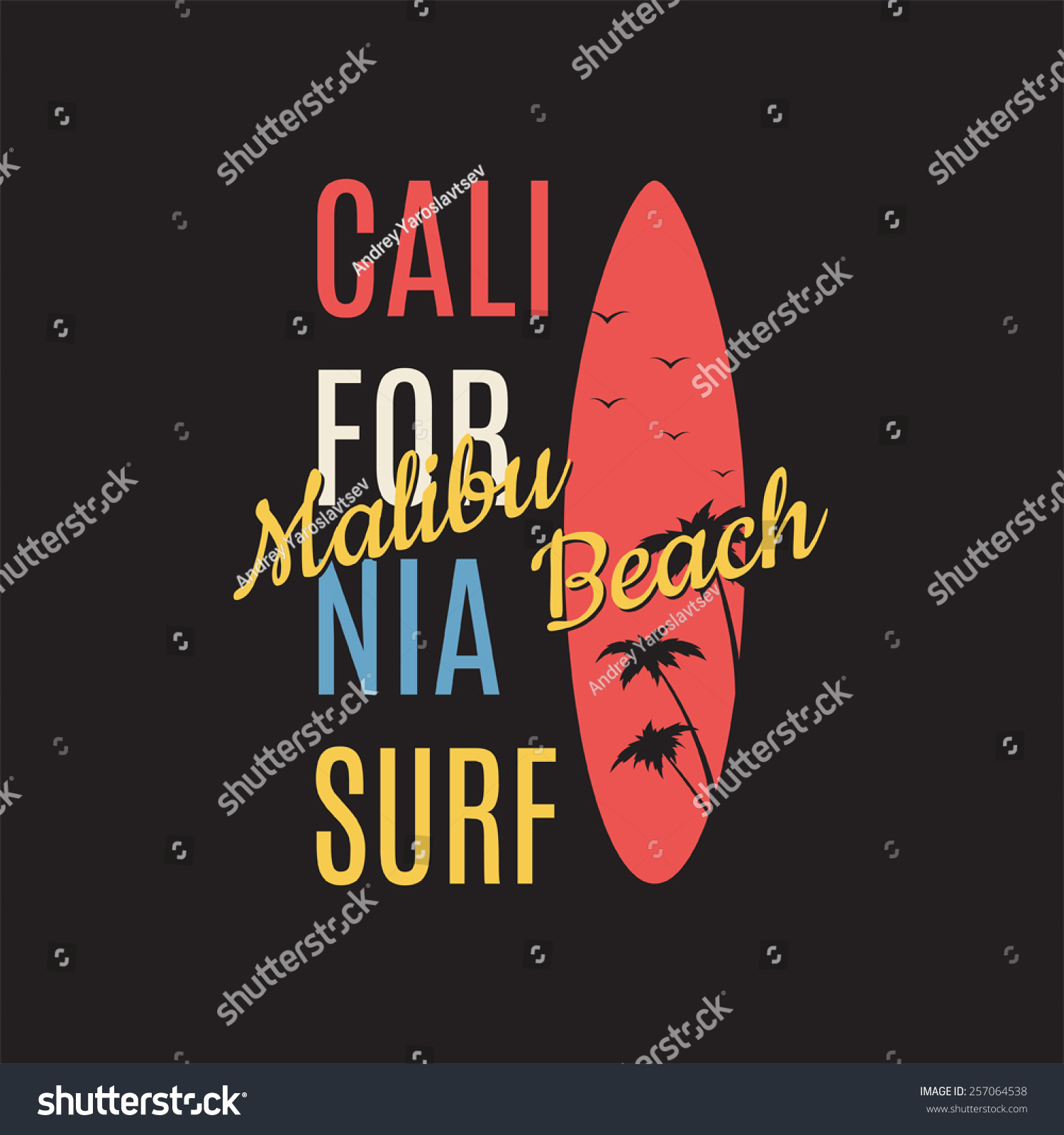 California Surf Illustration Typography Vector Graphics Stock Vector ...