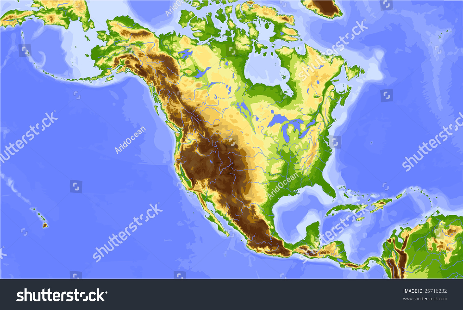 Central America Topographic Map North Central America Shaded Relief Map Stock Illustration 25558996 |  Shutterstock