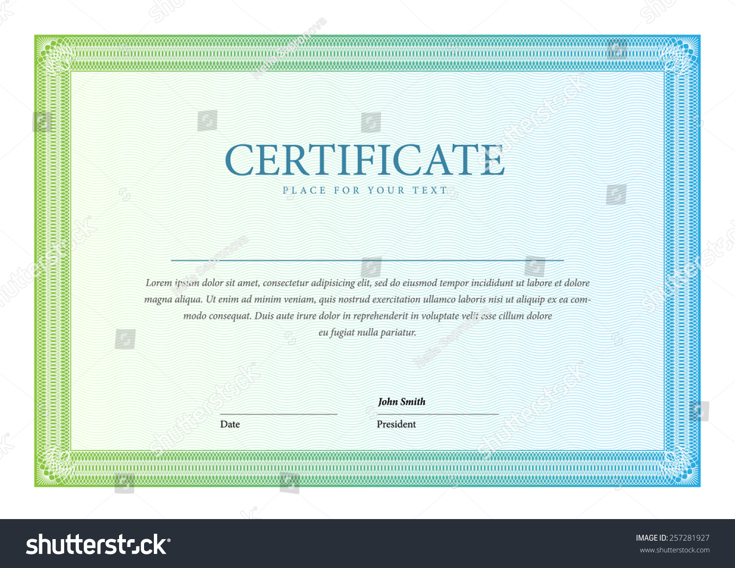 Vektor Stok Horizontal Template Certificate Diplomas Currency Vector Tanpa Royalti