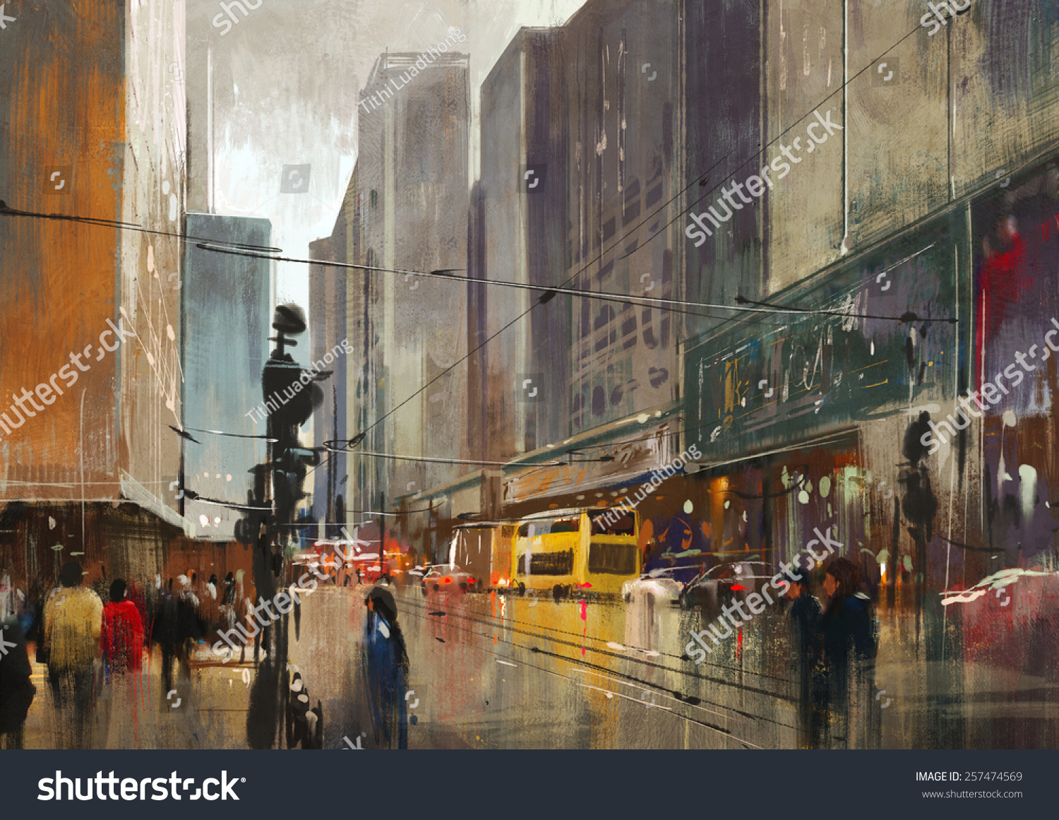 City Street Digital Paintingillustration Stock Illustration Shutterstock