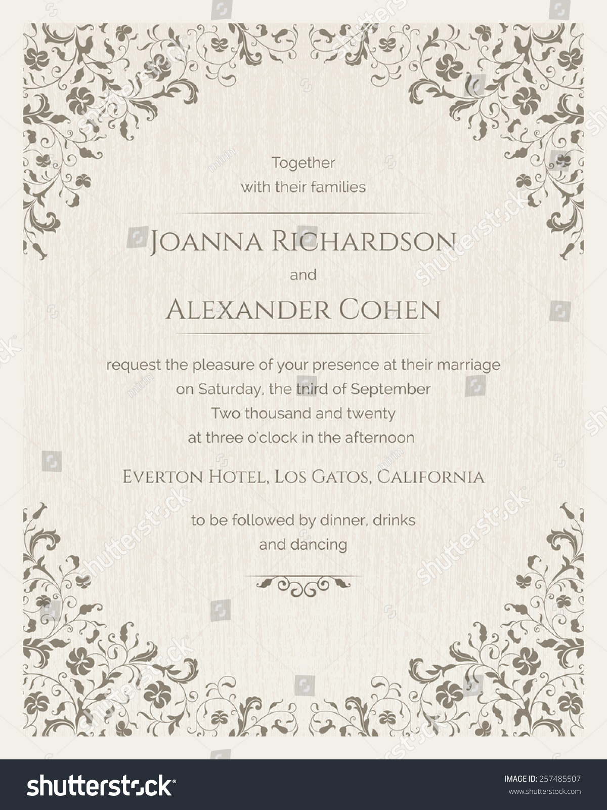 Invitation Card Grunge Texture Wedding Invitation Stock Vector (royalty 