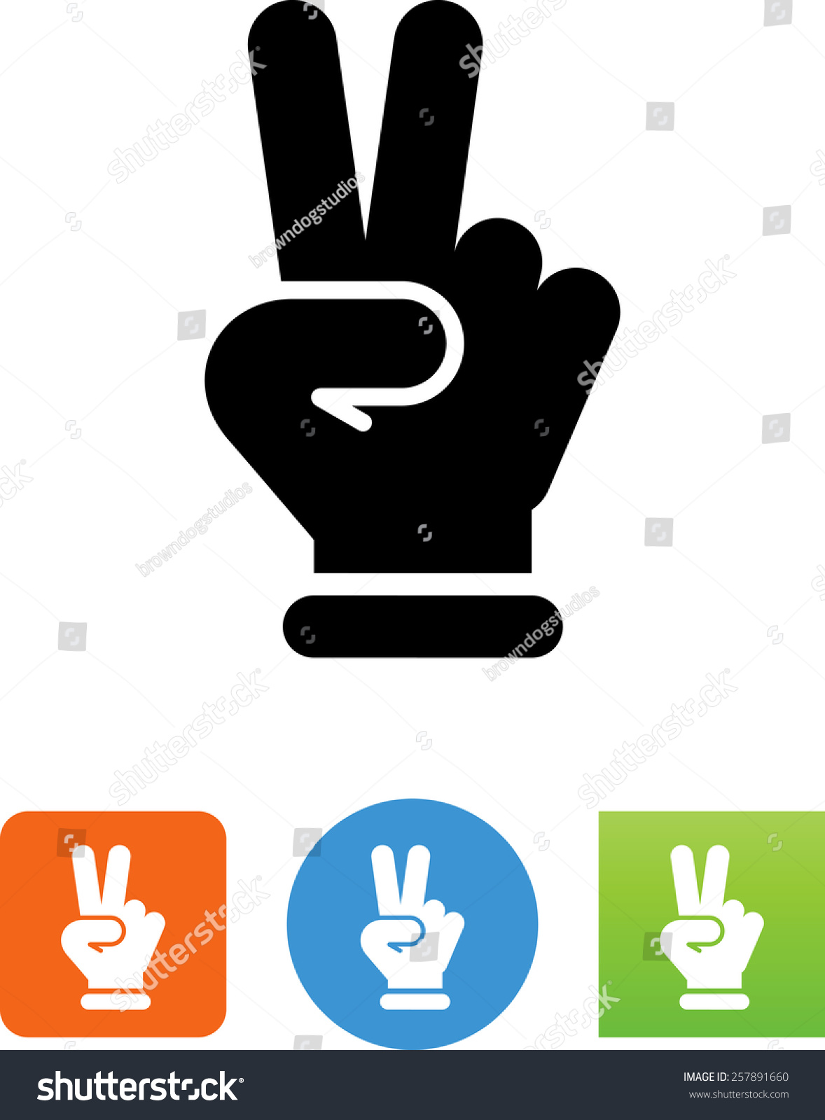 Hand Making Peace Sign Icon Stock Vector (Royalty Free) 257891660 ...