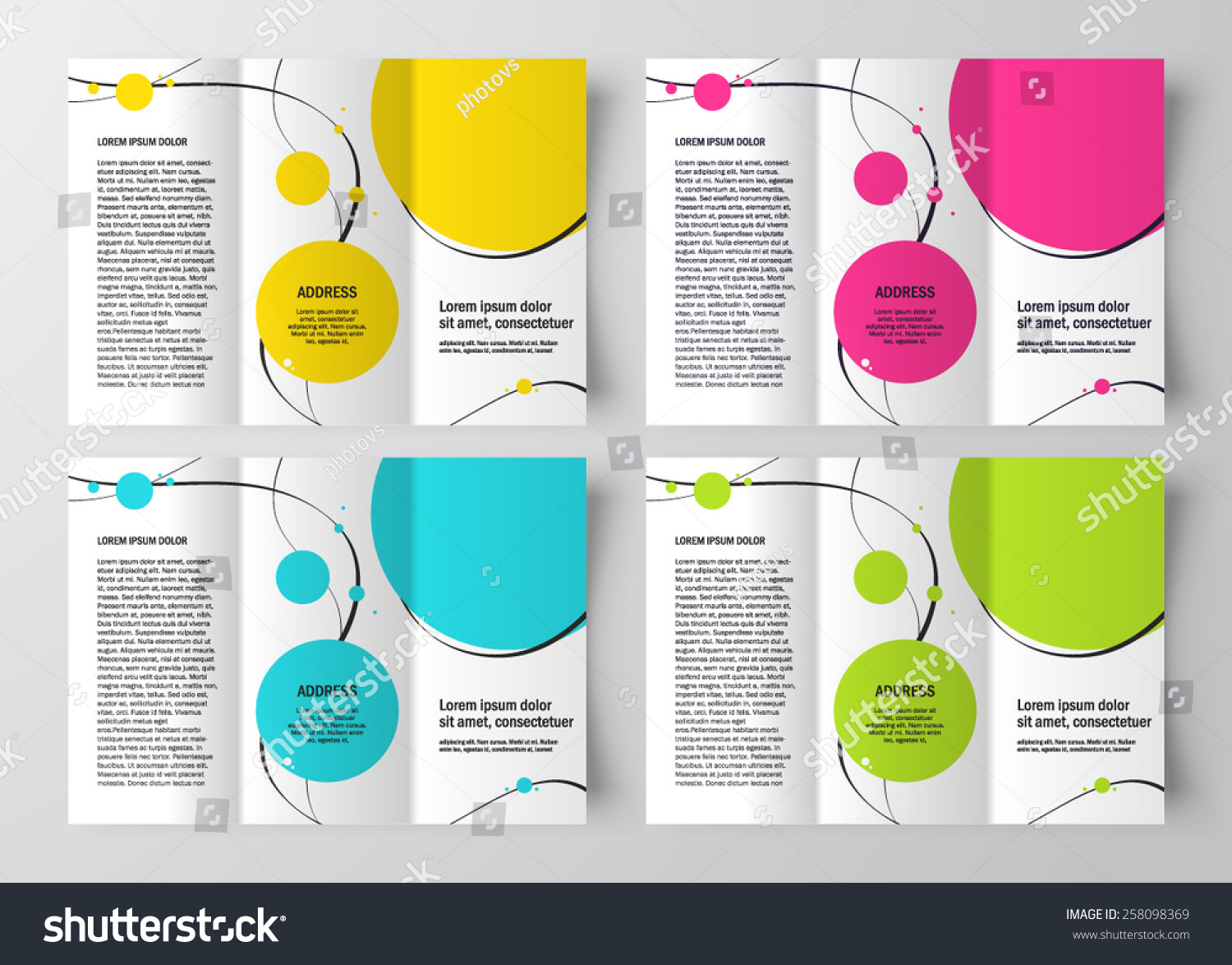 Brochure Design Template Curves Circles Colored Stock Vector (Royalty ...