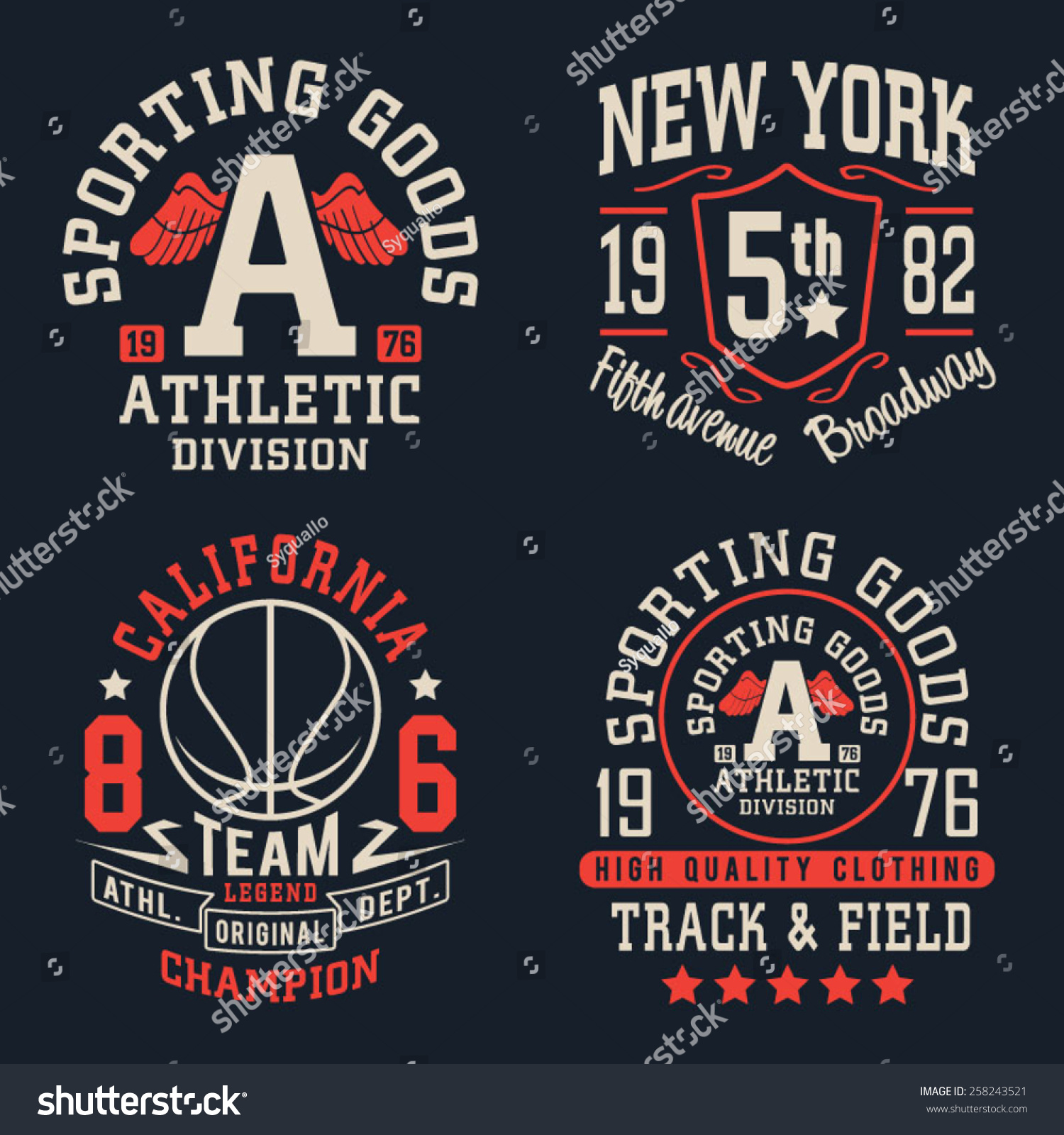 Labels Athletic Typography Tshirt Graphics Vectors Stock Vector ...