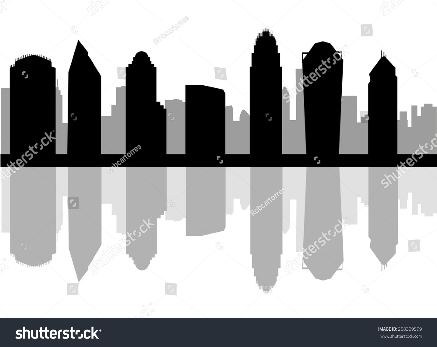 Charlotte Usa City Skyline Silhouette Vector Stock Vector (Royalty Free ...