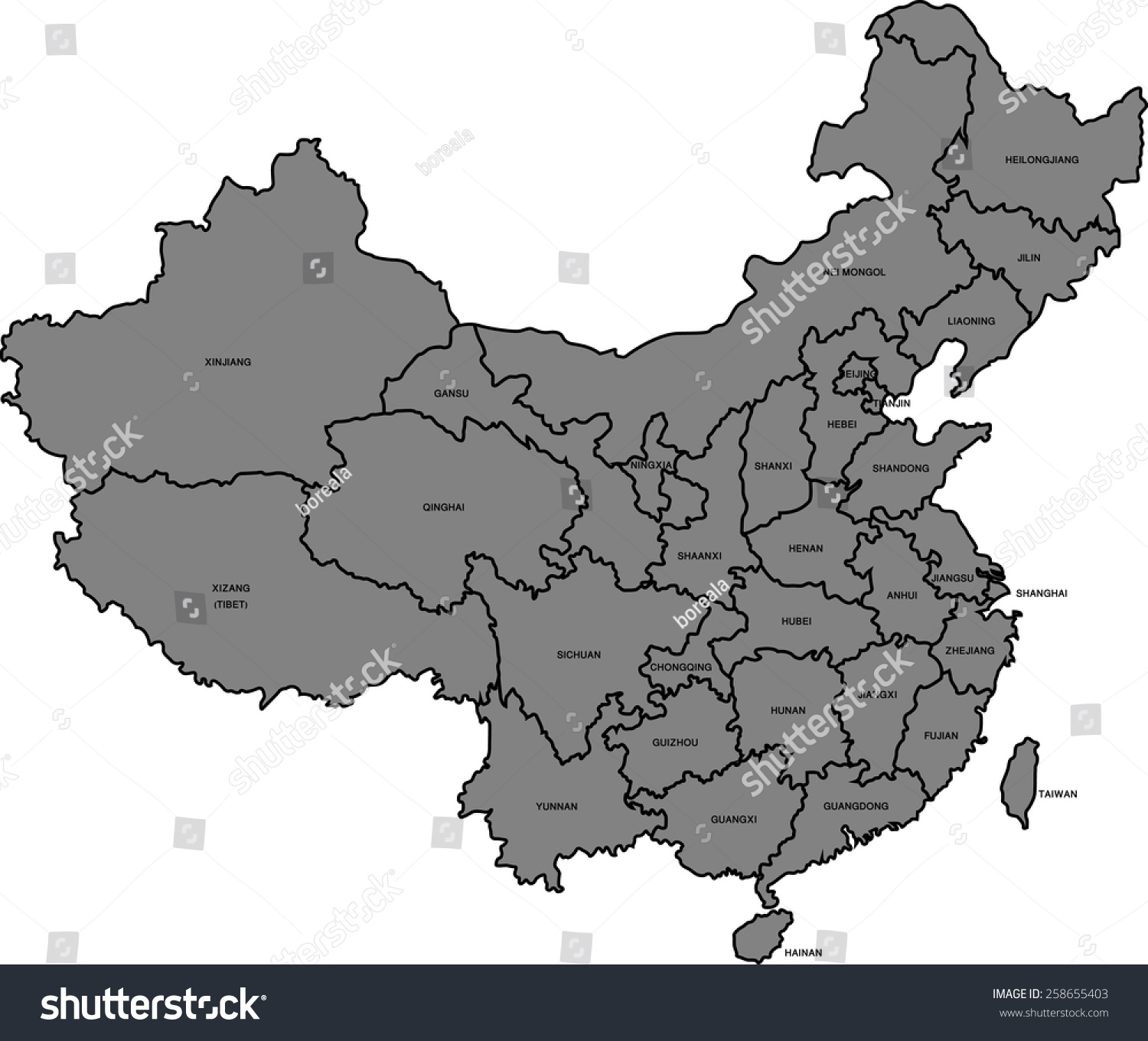 China Map Stock Vector (Royalty Free) 258655403 | Shutterstock