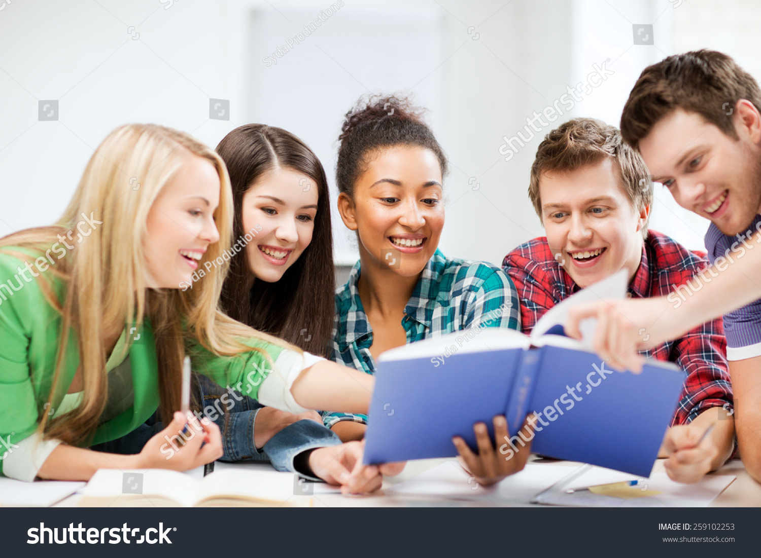 Education Concept Group Students Reading Book Stock Photo 259102253 ...