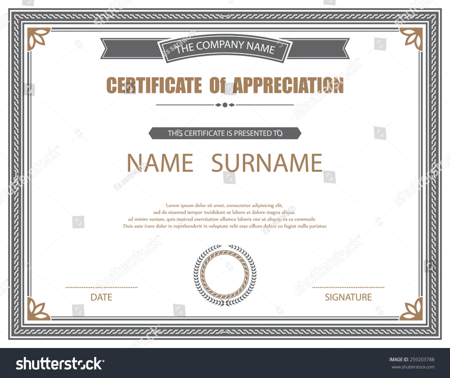 Vector Certificate Template Stock Vector (Royalty Free) 259203788 ...