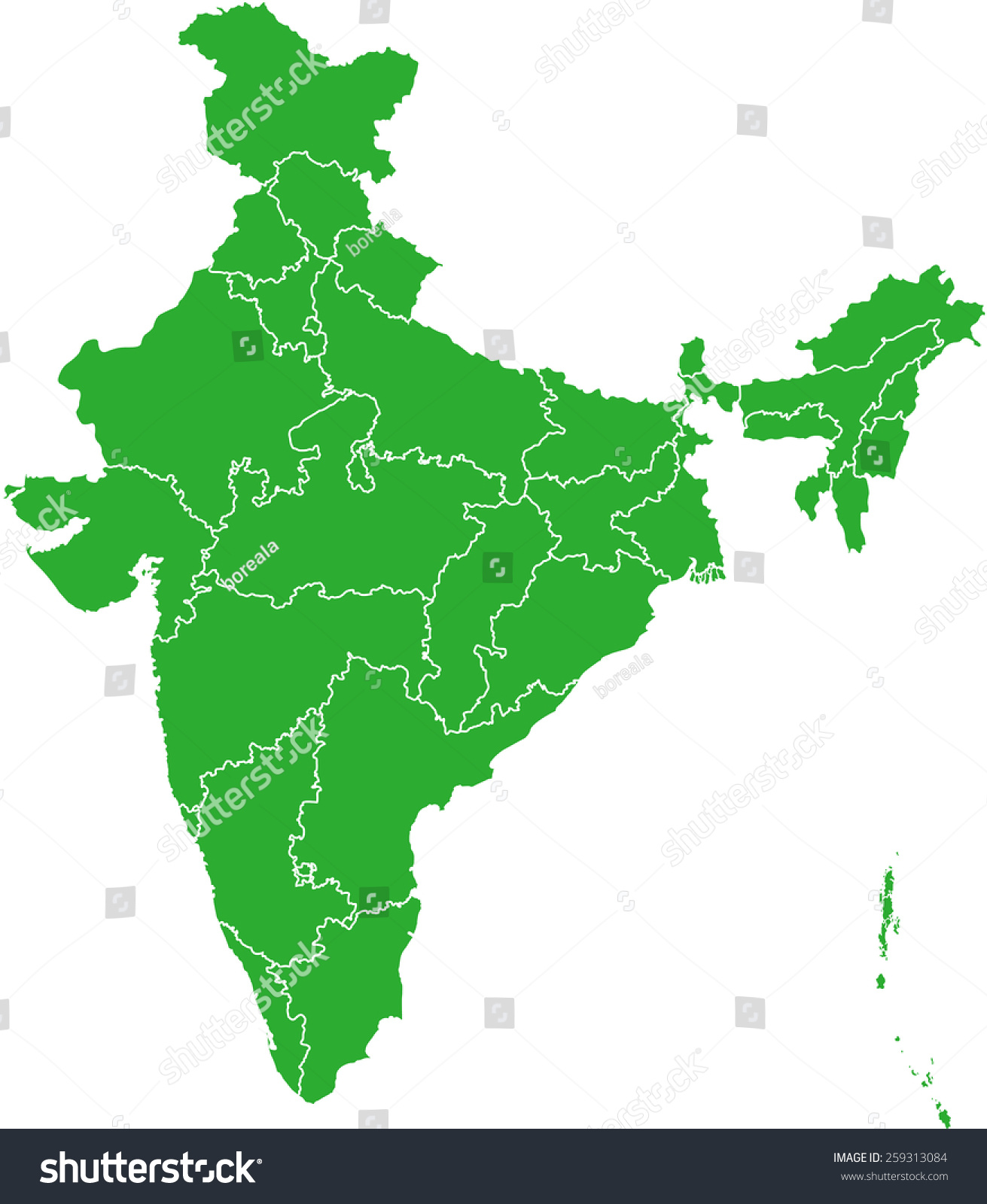 India Map Stock Vector (Royalty Free) 259313084 | Shutterstock