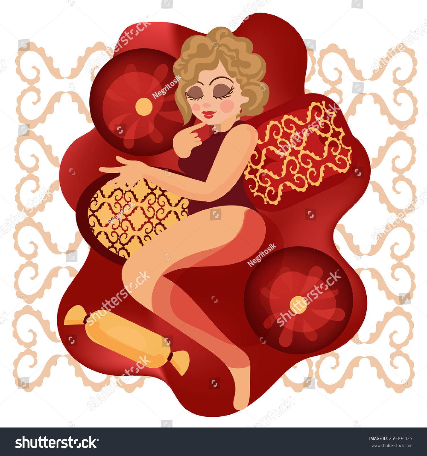 Sexy Girl Lying On Bed Stock Vector Royalty Free 259404425 Shutterstock 