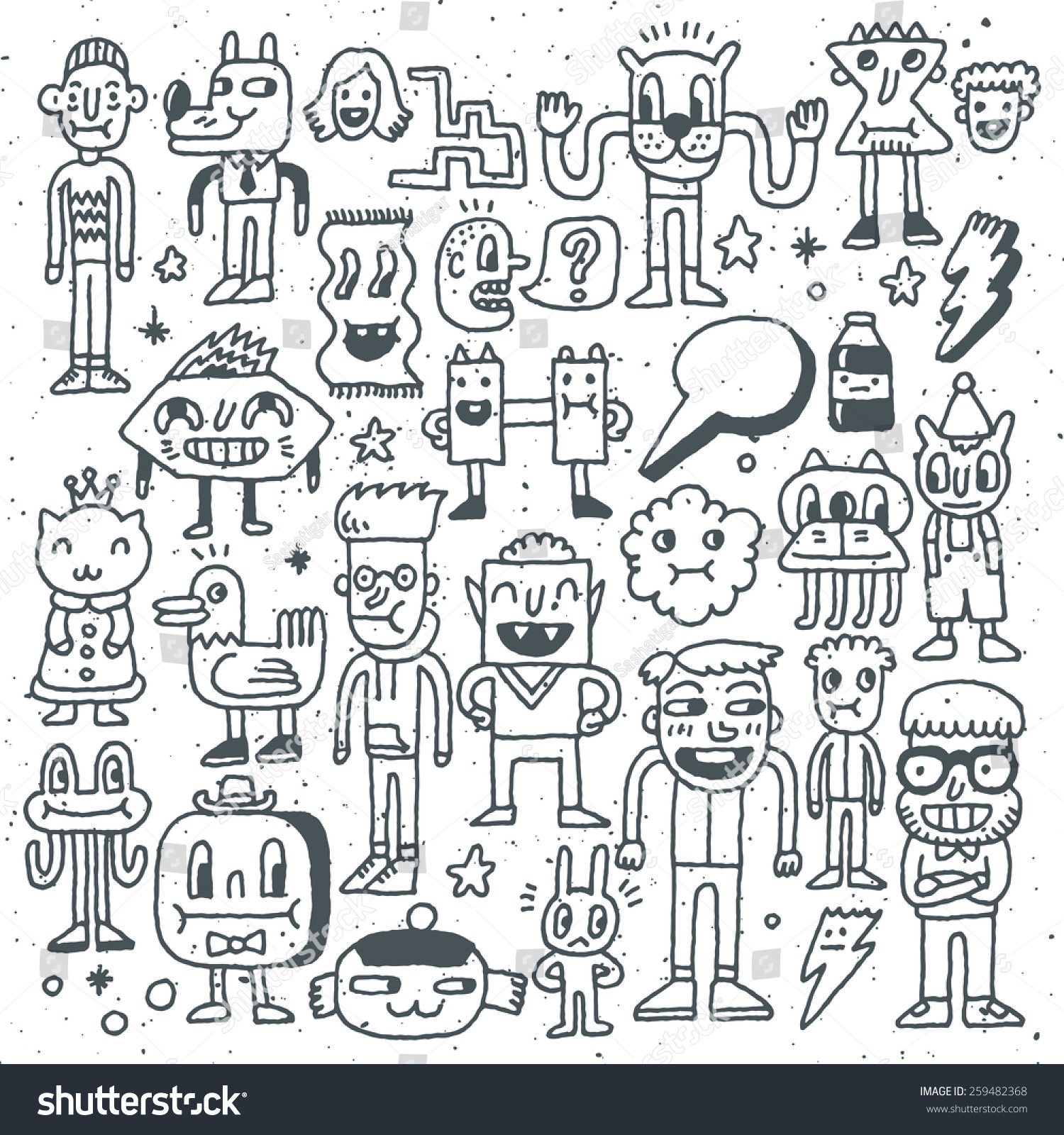 Cartoon Wacky Doodle Set 1 Vector Stock Vector (Royalty Free) 259482368 ...