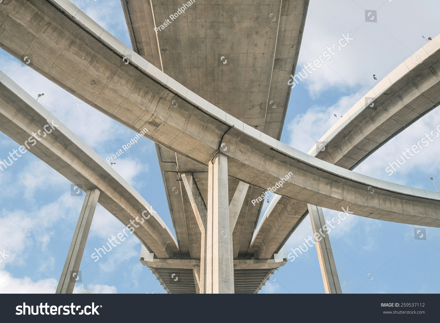 Elevated Expressway Curve Suspension Bridge Thailand Stock Photo ...