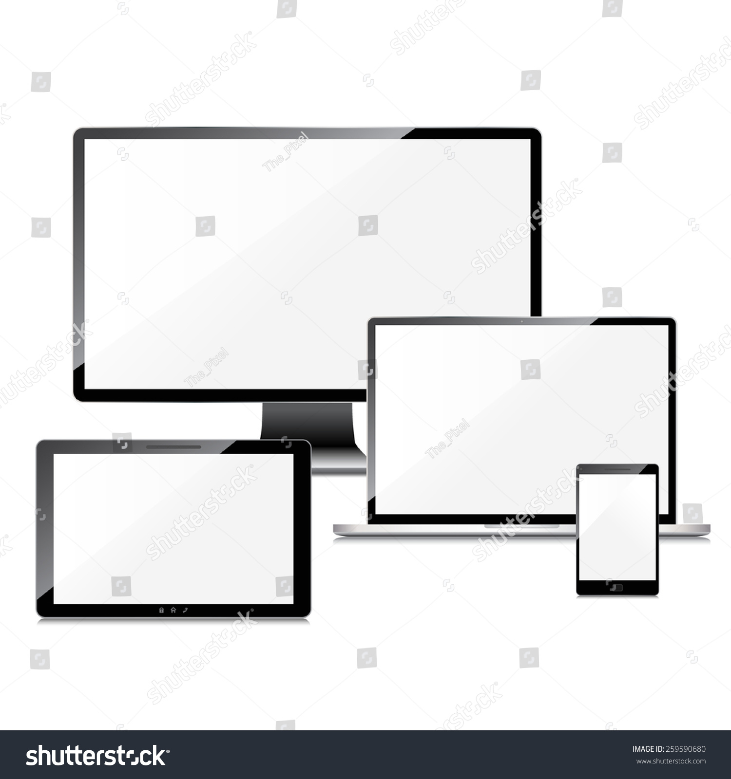 Blank Screens Set Isolated On White Stock Illustration 259590680 ...