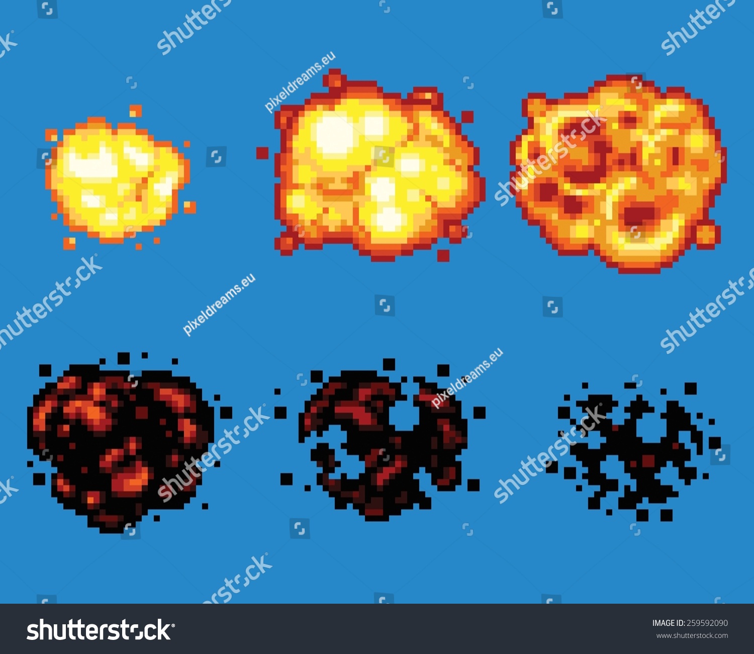 Pixel Art Video Game Explosion Animation Stock Vector (Royalty Free) 259592...