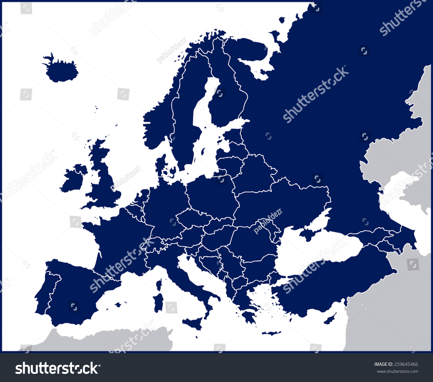 Europe Political Blank Map Stock Vector Royalty Free 259645466 Stock Vector Europe Political Blank Map 259645466