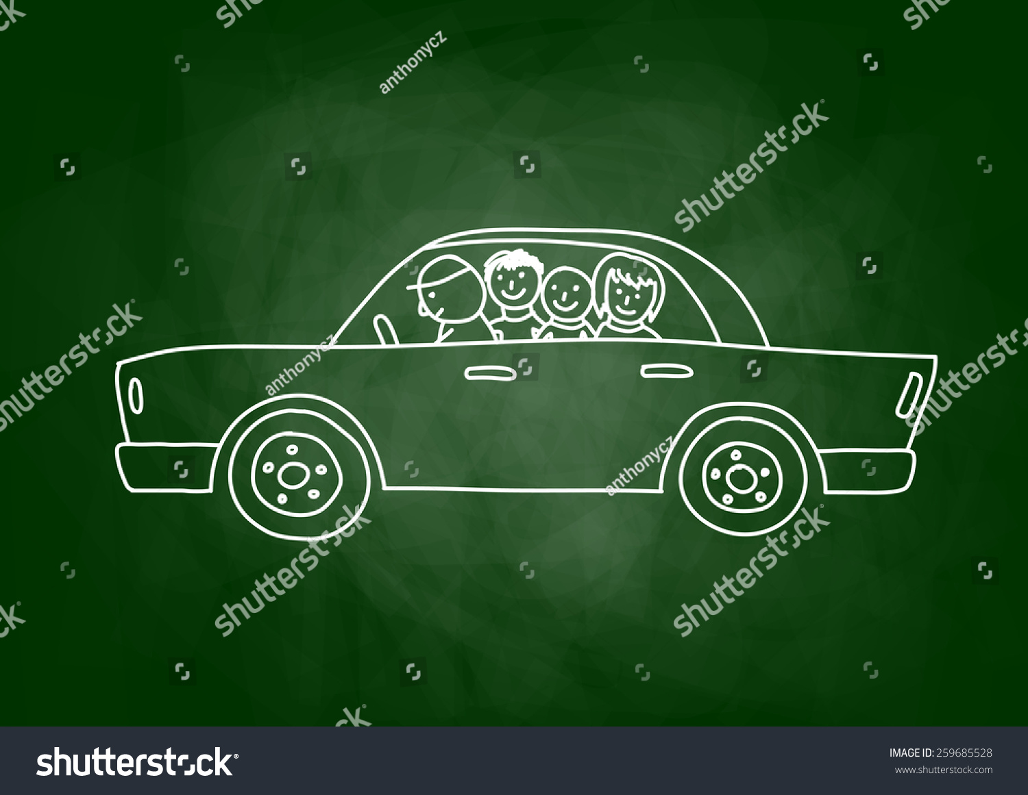 Drawing Car On Blackboard Stock Vector (Royalty Free) 259685528 ...