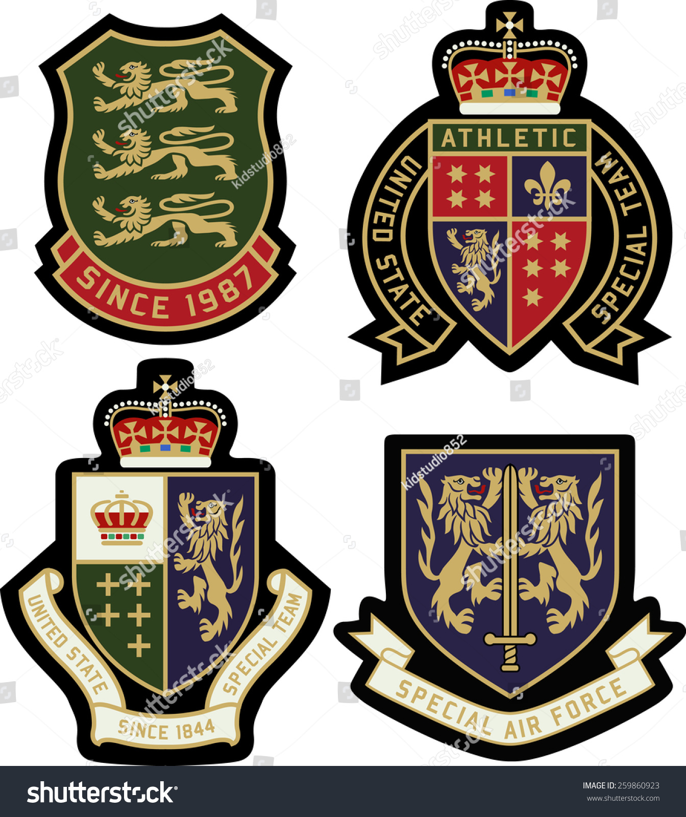 Classic Heraldic Royal Emblem Badge Shield Stock Vector (Royalty Free ...