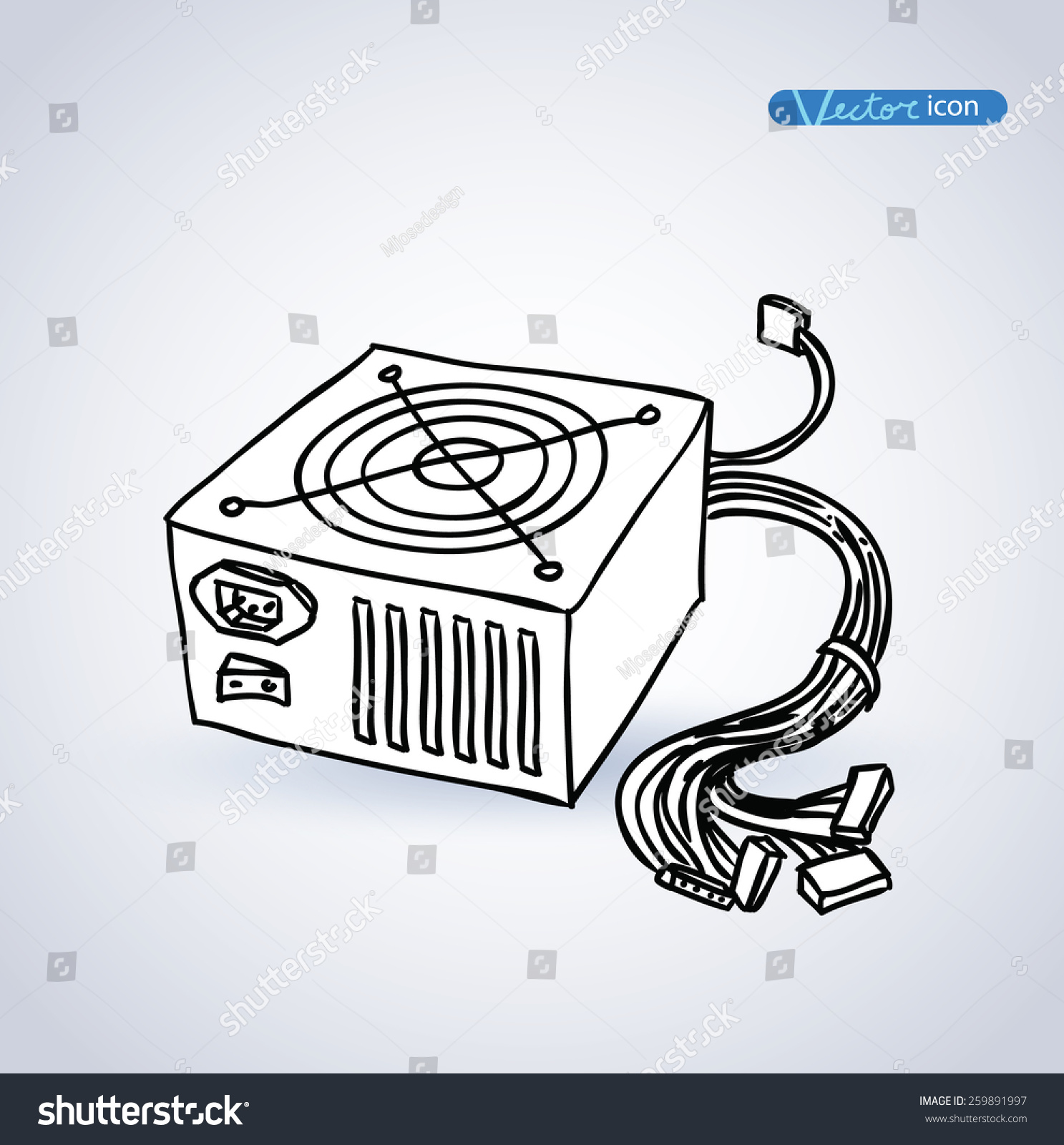 Computer Power Supply Isolated Vector Illustration vector de stock