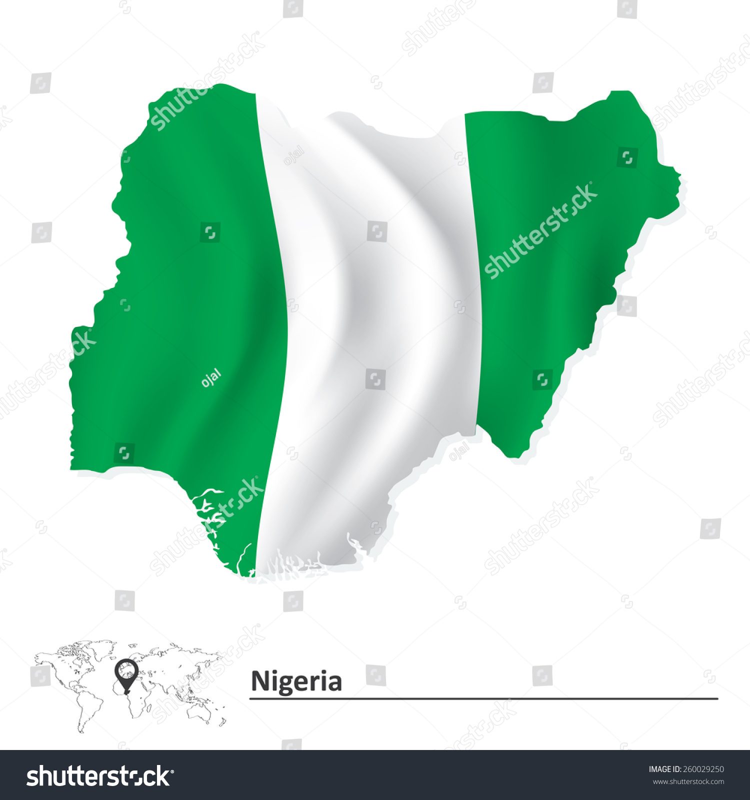 Map Nigeria Flag Vector Illustration Stock Vector Royalty Free   Stock Vector Map Of Nigeria With Flag Vector Illustration 260029250 