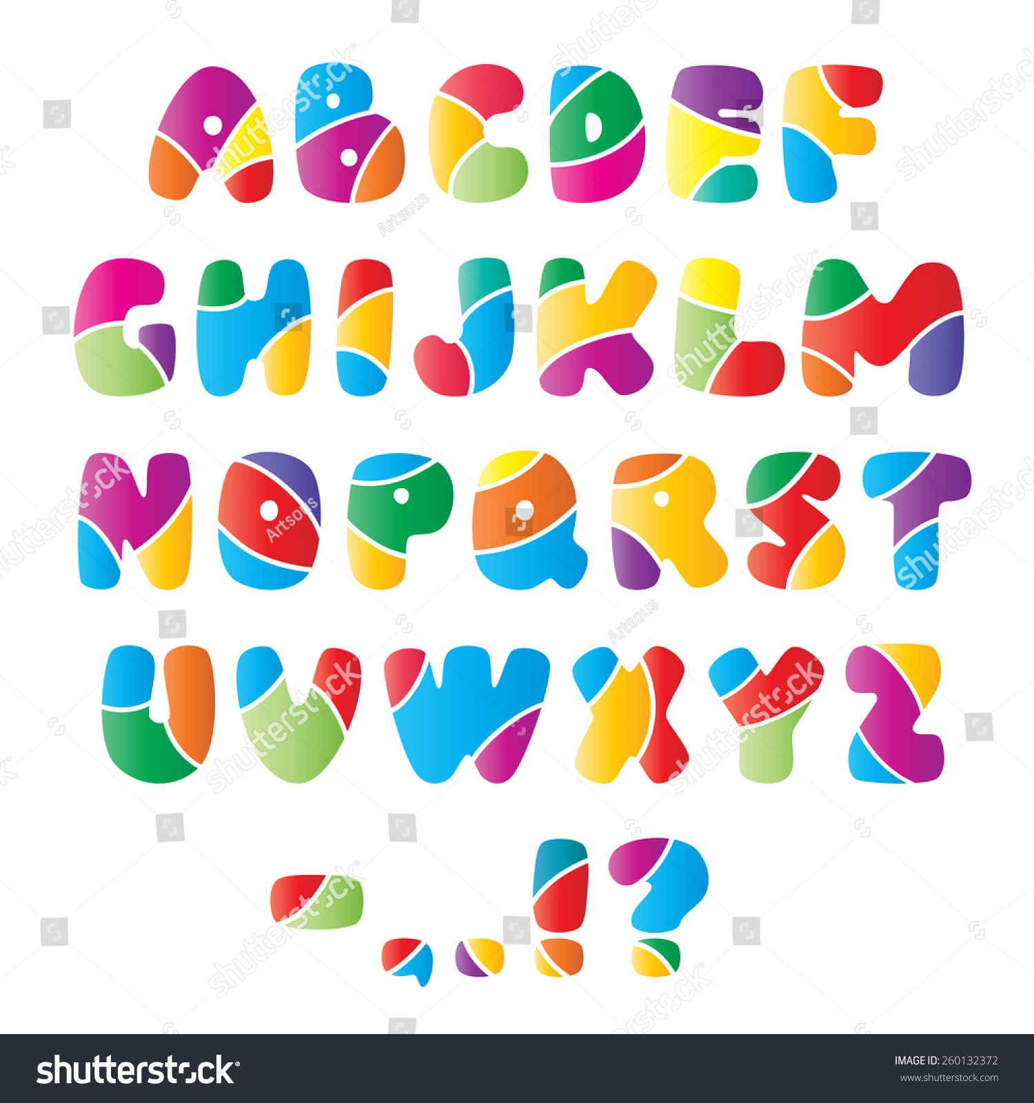 Artistic Alphabet Font Each Letter Divided Stock Vector (royalty Free 