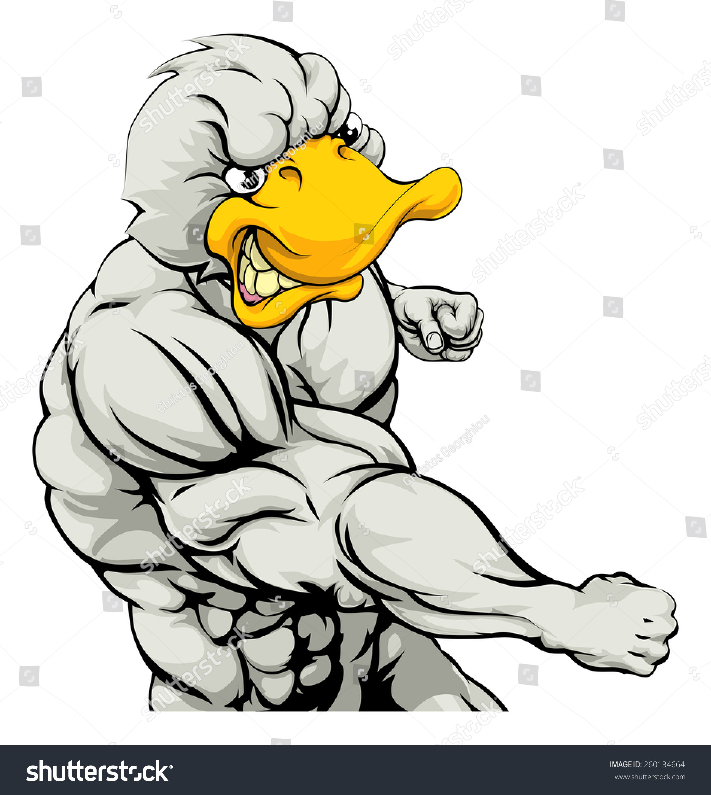 Mean Looking Duck Character Mascot Fighting Stock Vector (Royalty Free ...